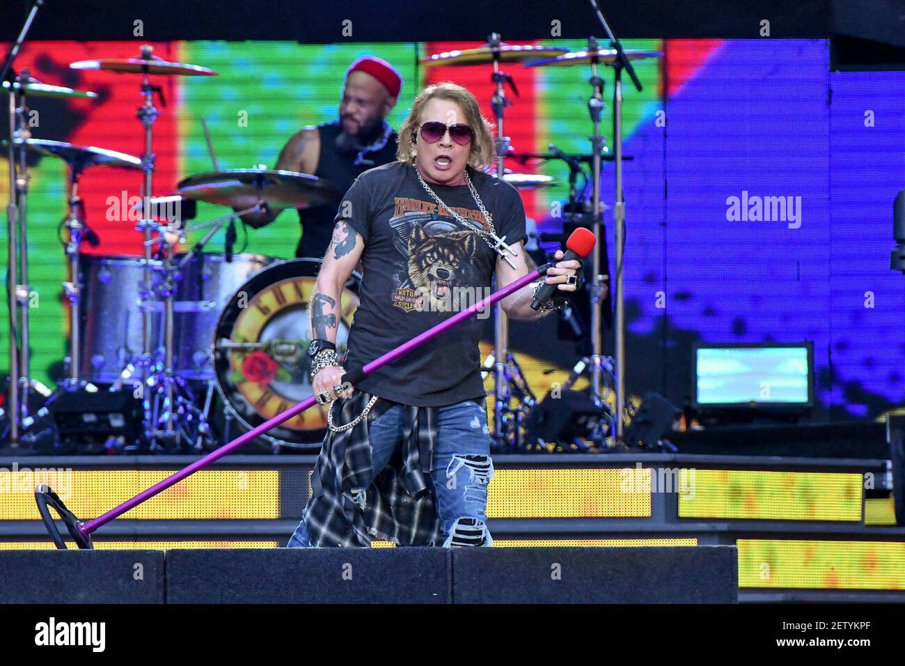 Axel Rose and Guns N' Roses perform at the Stade de France in Paris