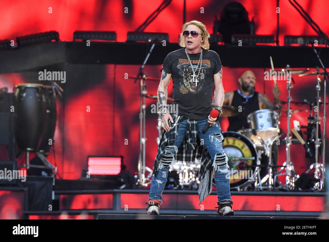 Axel Rose and Guns N' Roses perform at the Stade de France in Paris