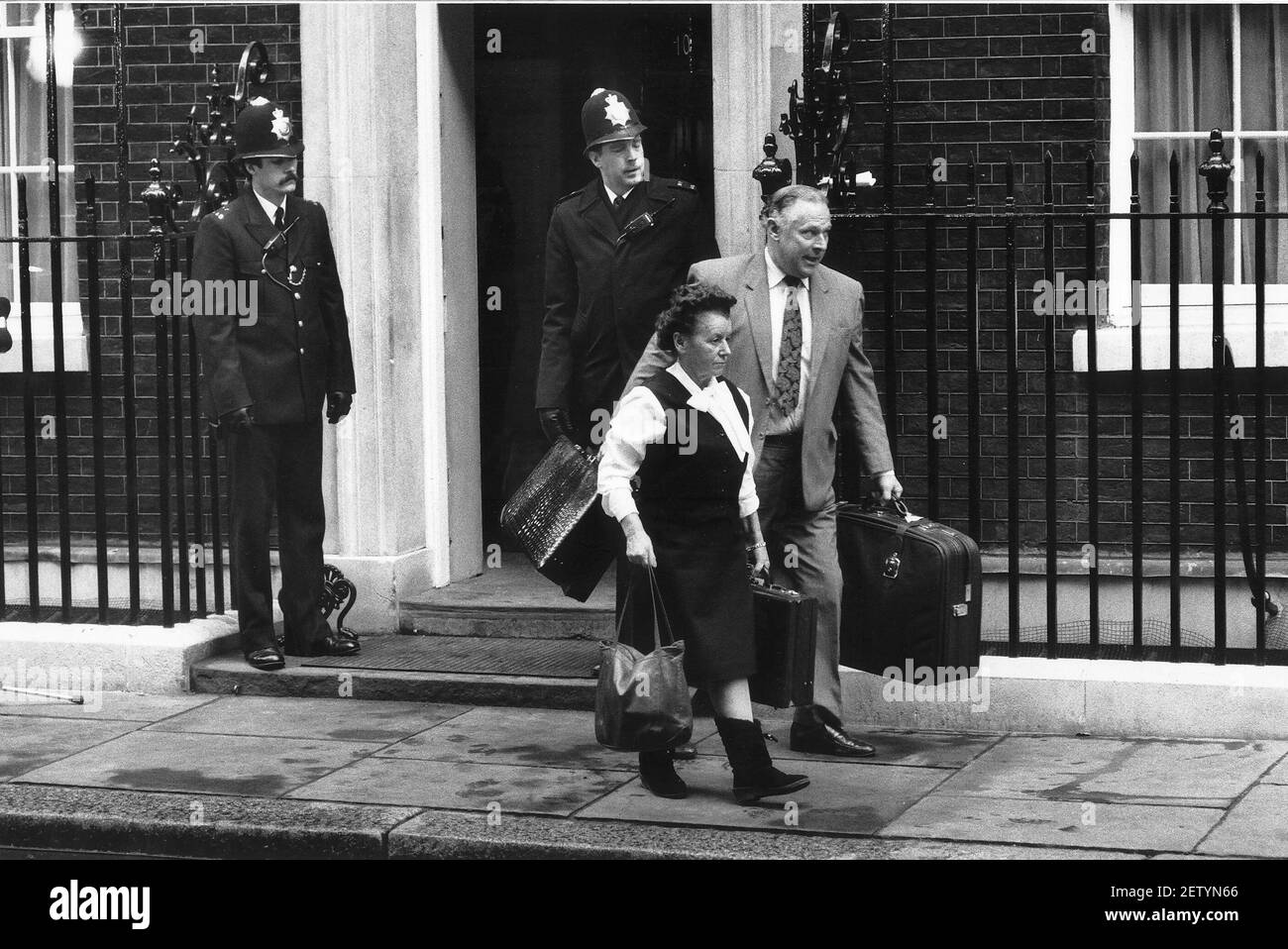 Margaret Thatcher  ex P.M.baggage being removed from 10 Downing Street Stock Photo