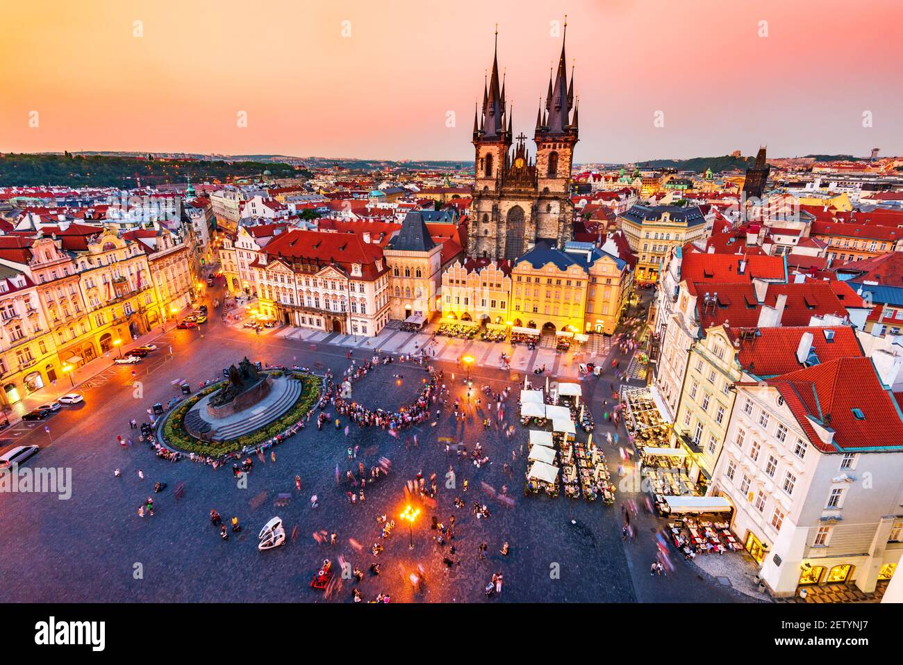 Prague, Czech Republic. Stare Mesto old square Tyn Church, Bohemia. Stock Photo