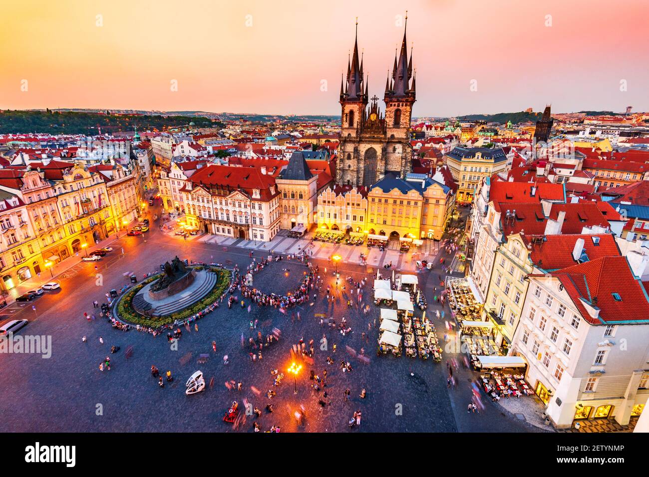 Prague, Czech Republic. Stare Mesto old square Tyn Church, Bohemia. Stock Photo