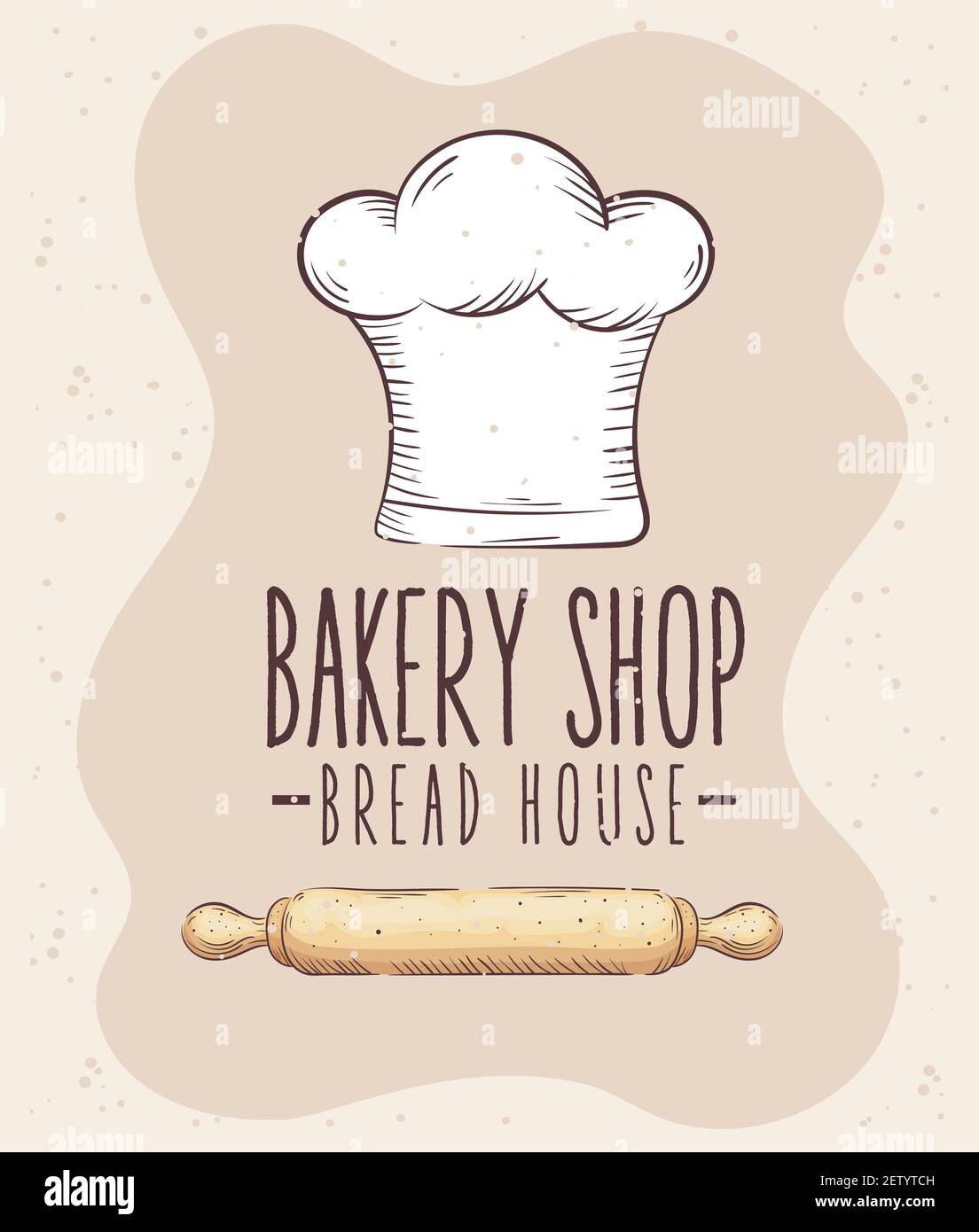 bakery shop lettering with chef hat and wooden roll Stock Vector Image ...