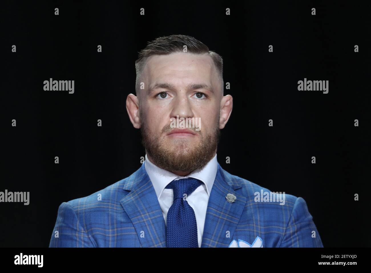 Jul 12 2017 Toronto Ontario Canada Conor Mcgregor Reacts As He Takes Cash From A Money Bag Brought Onto The Stage By Floyd Mayweather During A World Tour Press Conference To Promote