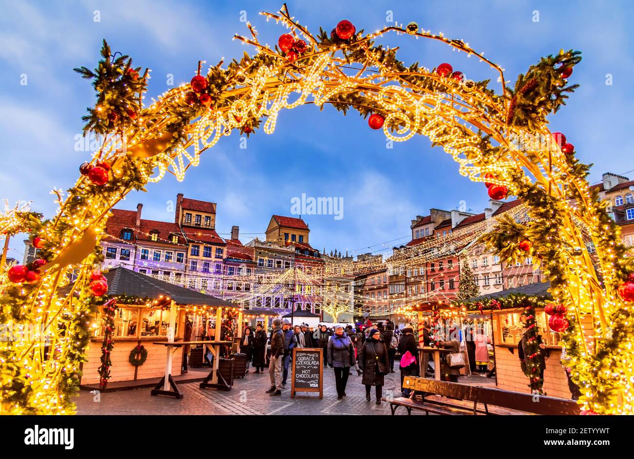 Warsaw Poland December 2019 Christmas Market In Warsaw Old Town 