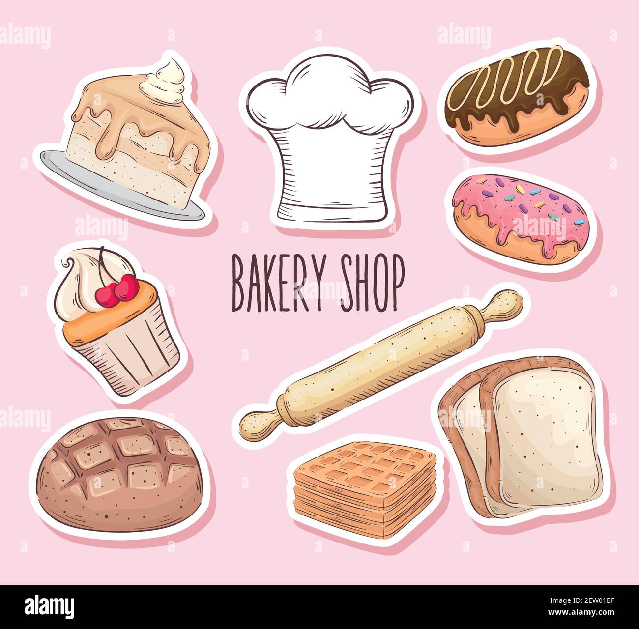 bakery shop lettering with nine set icons Stock Vector Image & Art - Alamy