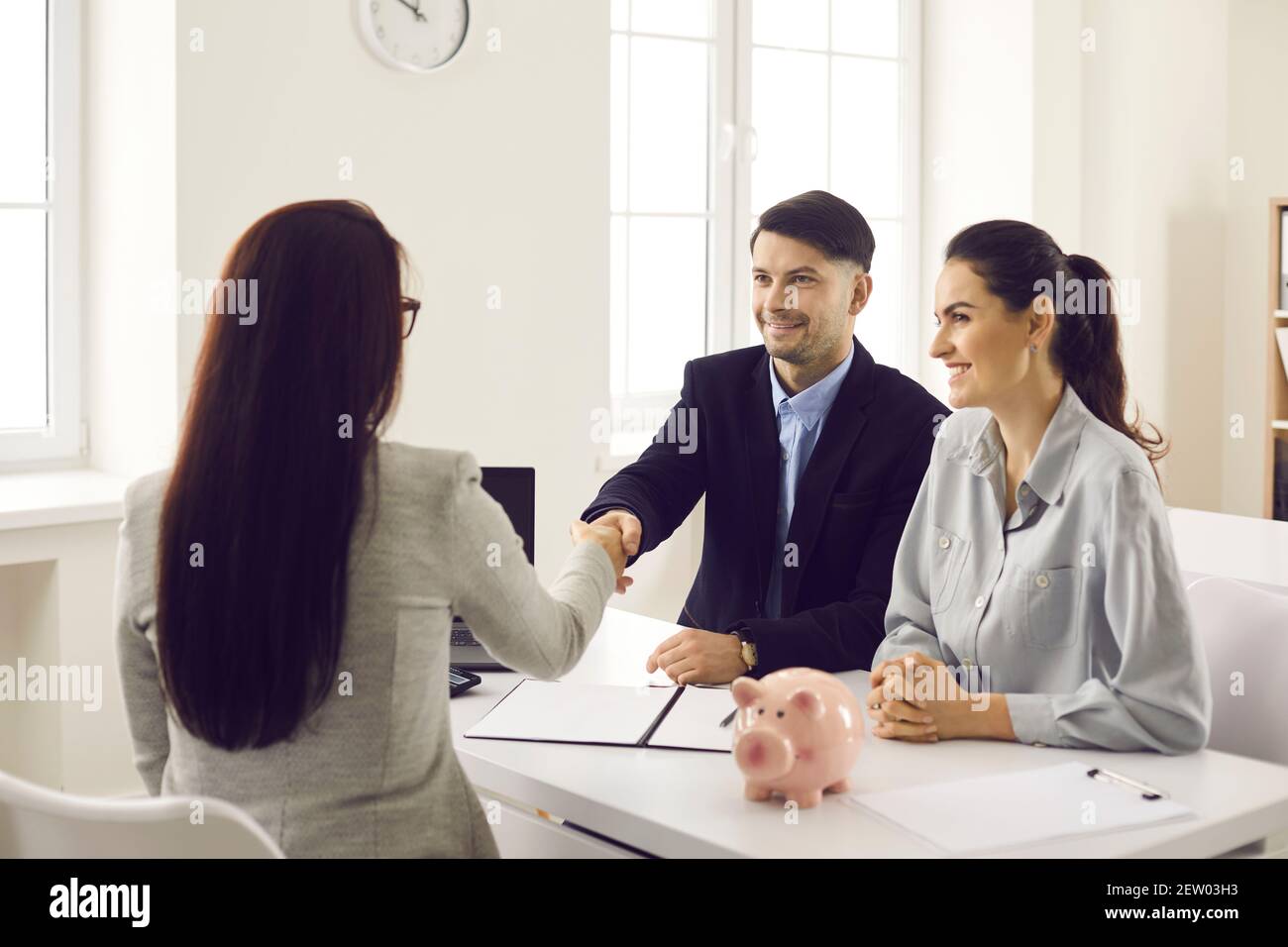 Manager clients meeting shaking hands hi-res stock photography and ...