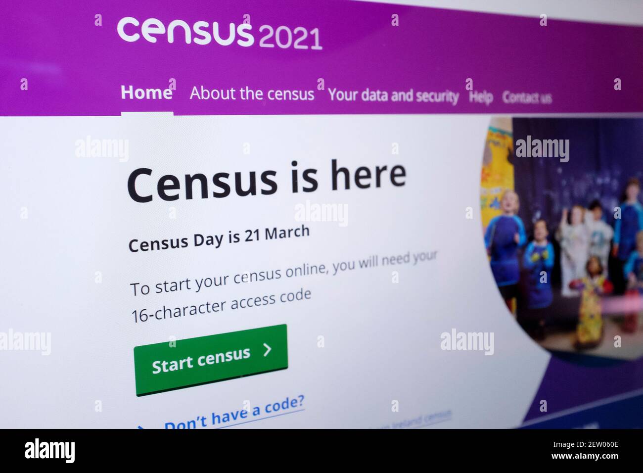 United Kingdom Census 2021 online submission website. Stock Photo