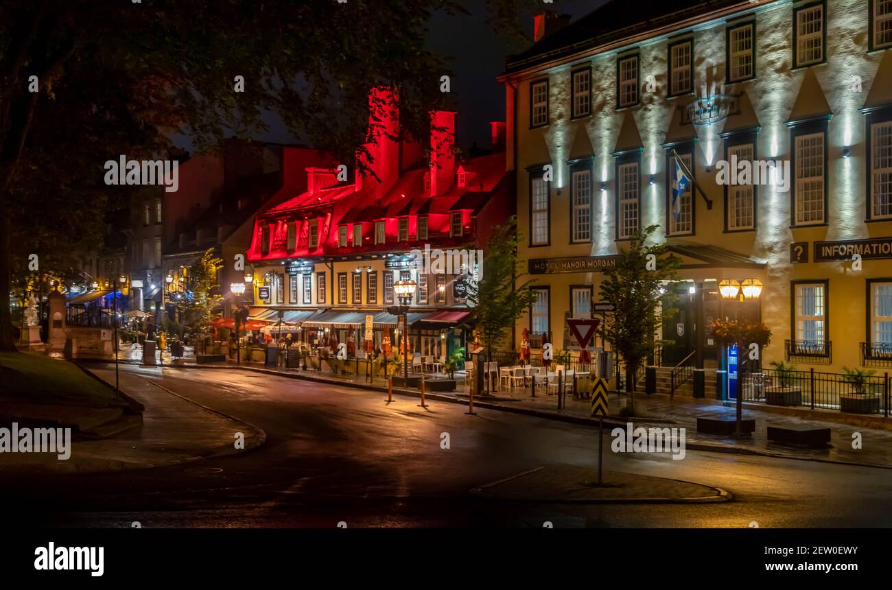 The streets of the historic old town in Quebec City, Canada Stock Photo
