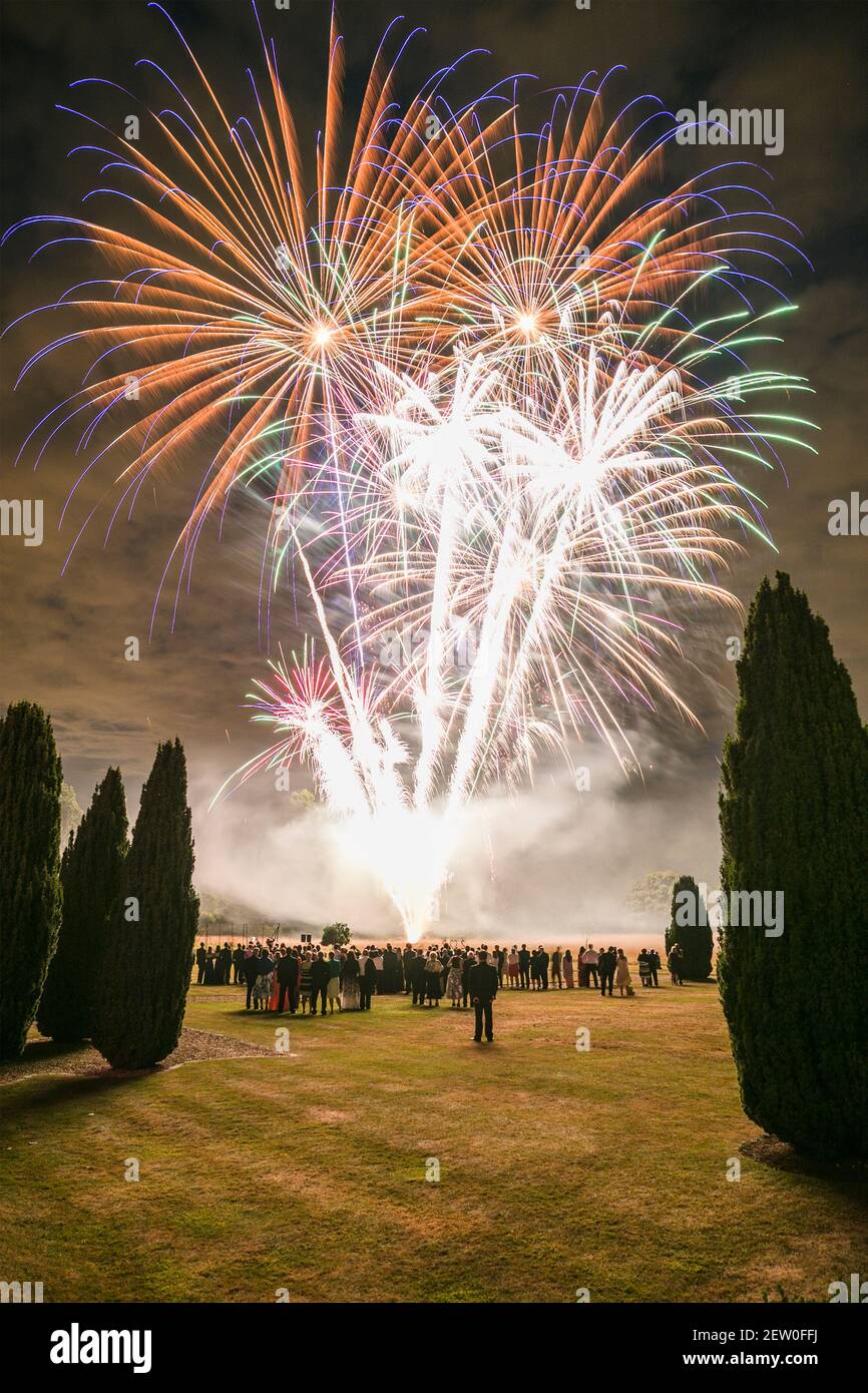 A large fireworks display at a private celebration event. Stock Photo