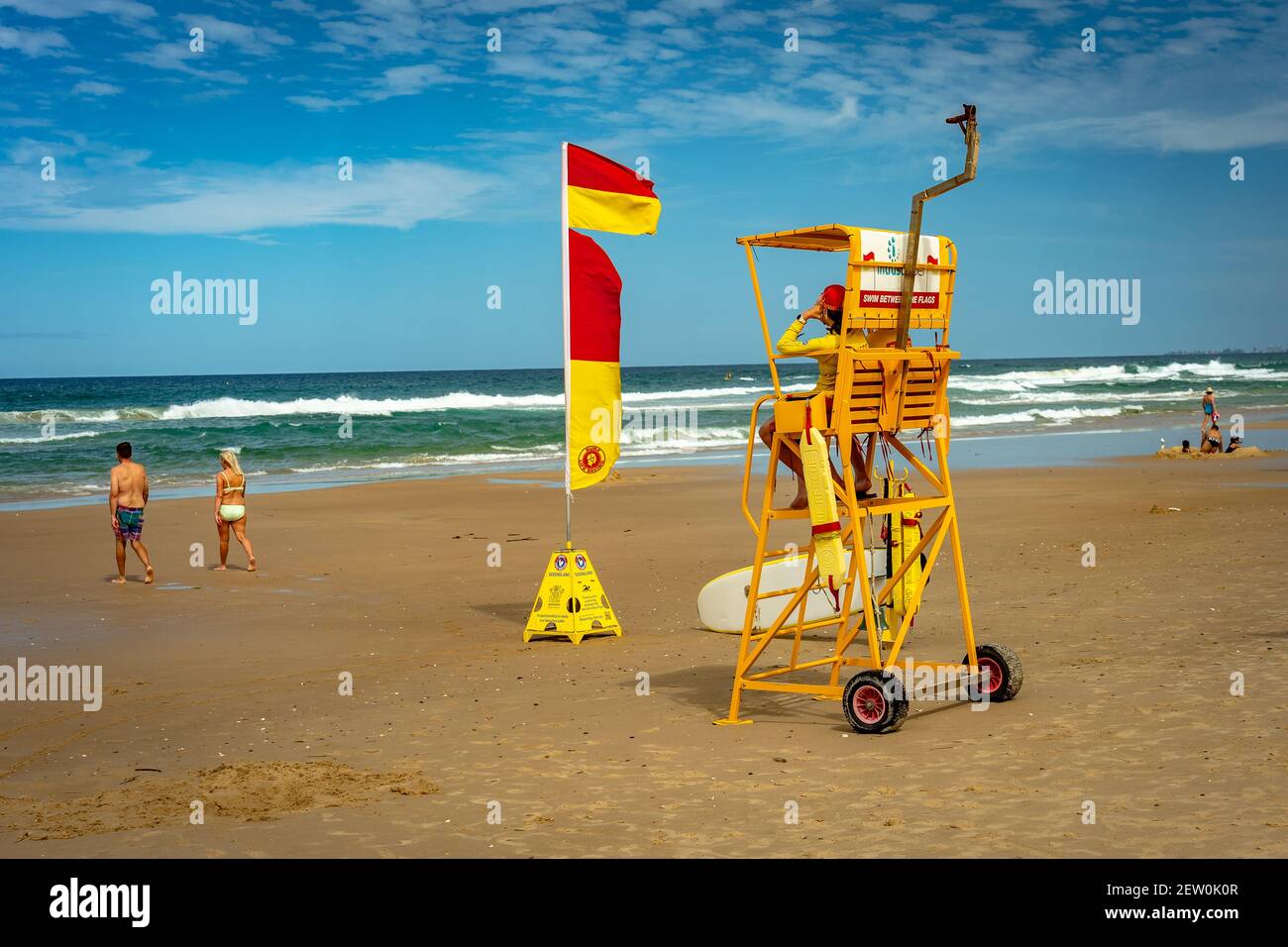 Surfers Paradise, Gold Coast, Australia - Lifeguard's beach box Stock Photo