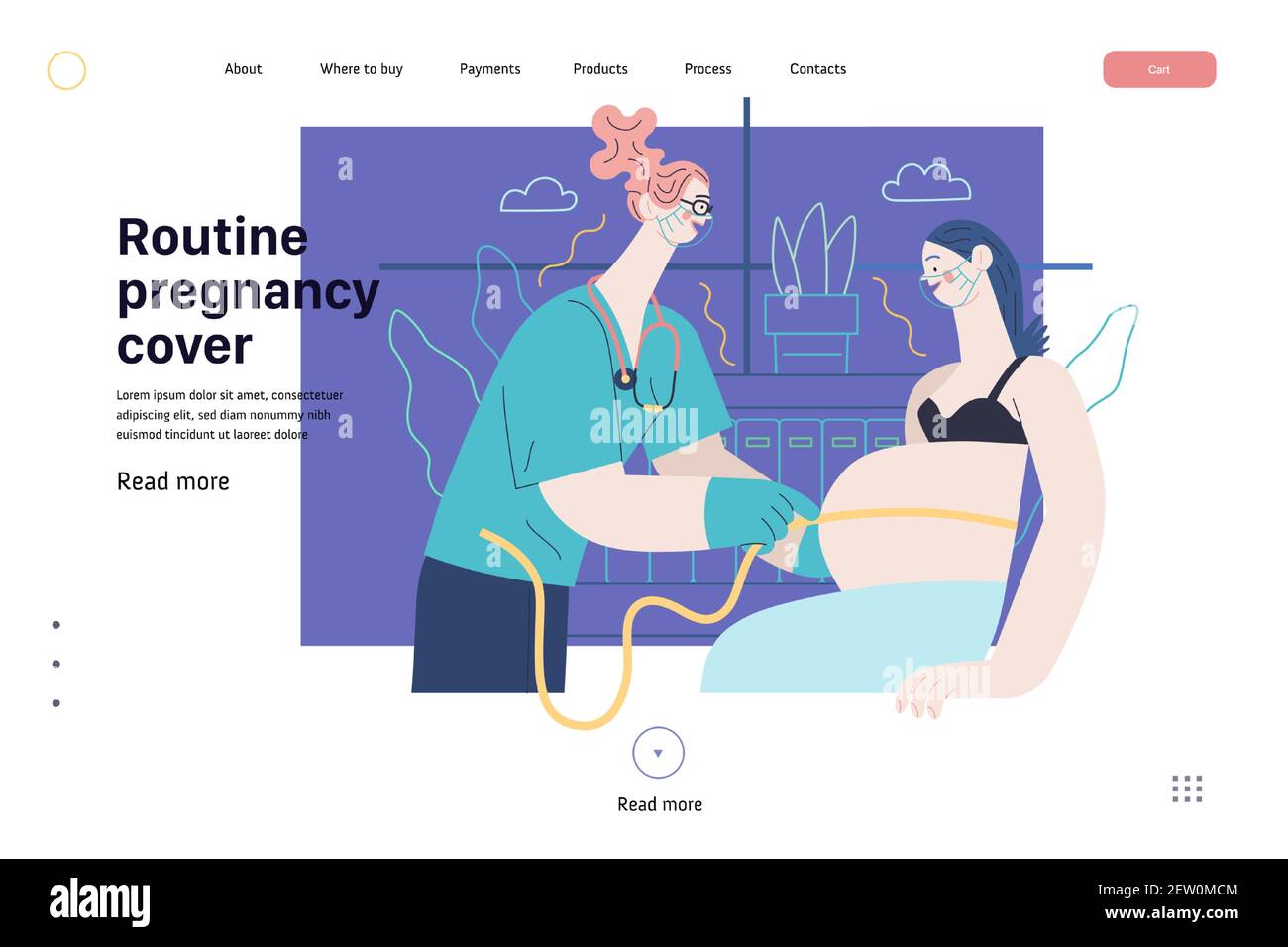 Medical insurance web page template routine pregnancy cover modern