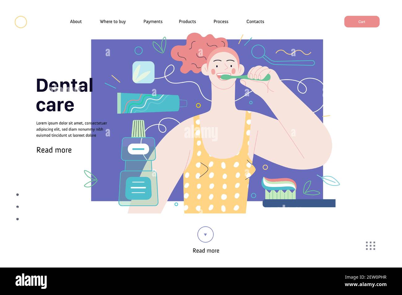 Medical insurance web page template dental care modern flat vector