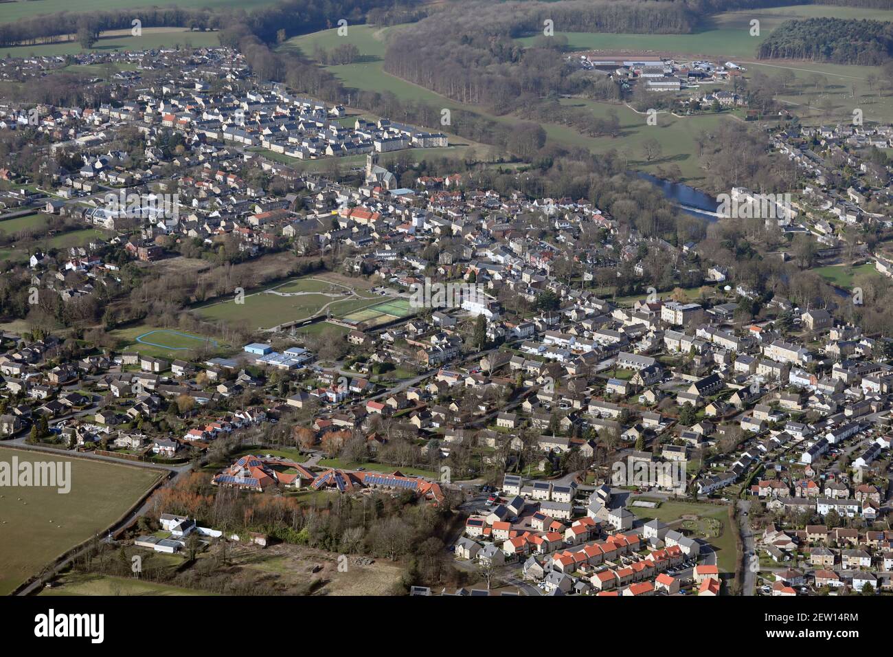 aerial view of Boston Spa, near Wetherby, West Yorkshire Stock Photo