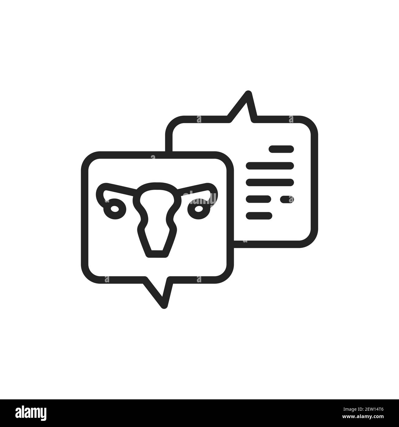 Consultation with doctor gynecologist color line icon. Outline pictogram for web page. Stock Vector