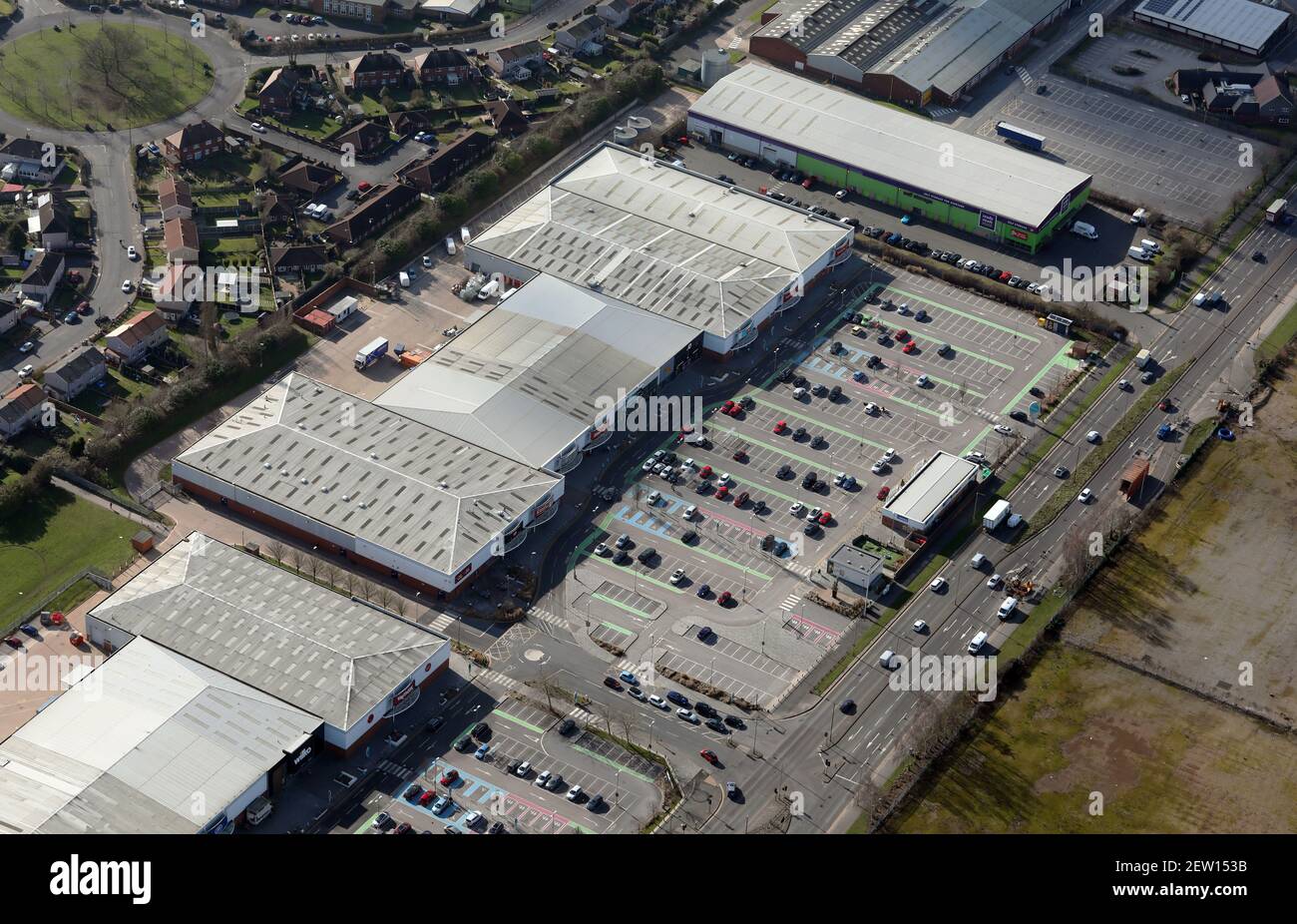 aerial view of part of Wheatley Centre Shopping Park, Wheatley Hall
