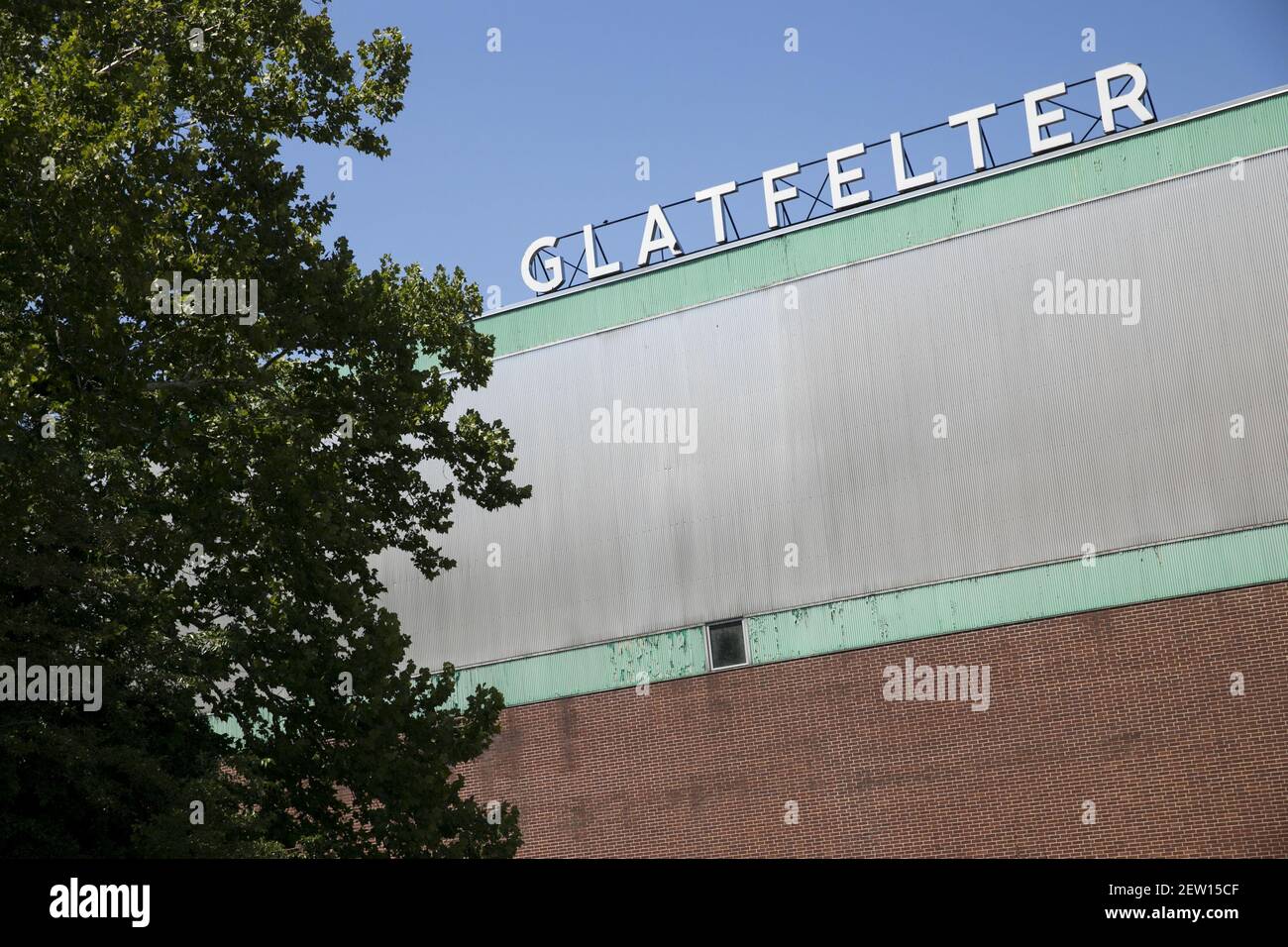 A logo sign outside of a Glatfelter paper mill in Spring Grove