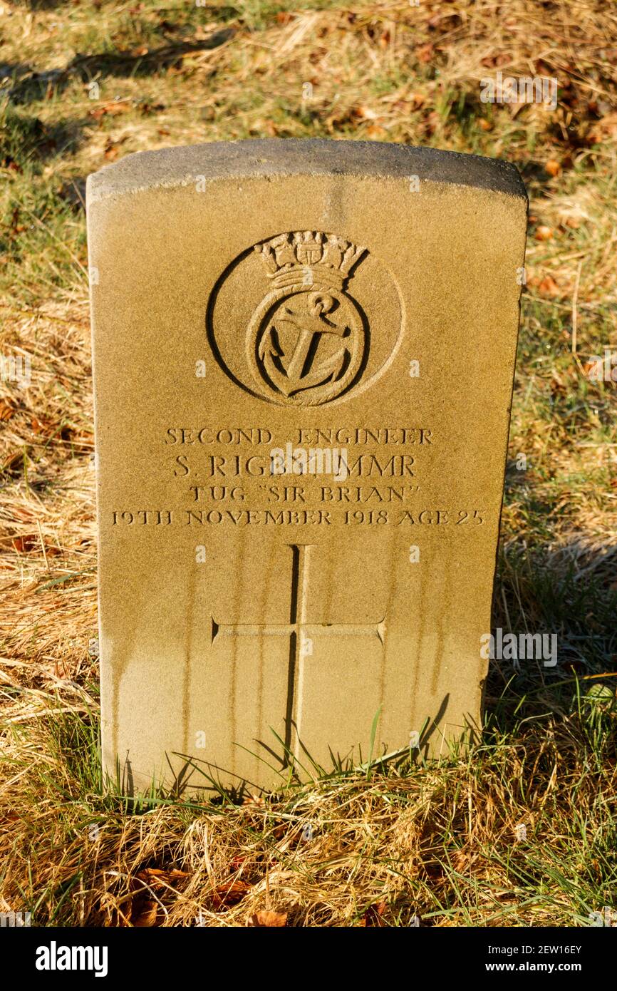 Commonwealth War Grave at Blackburn Cemetery. Stock Photo