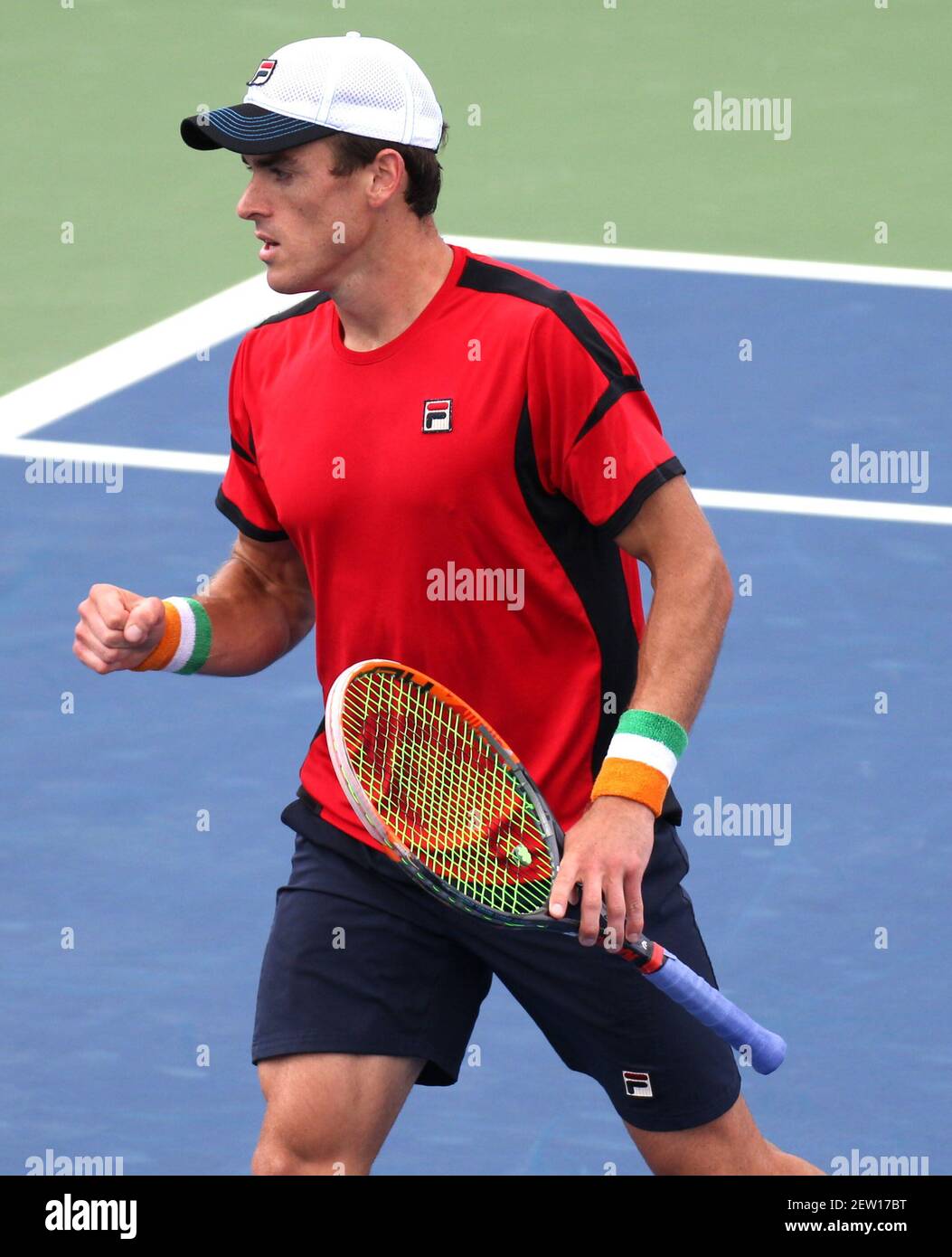 Aug 6, 2017; Montreal, Quebec, Canada; James McGee from Ireland reacts  against Norbert Gombos (not pictured) from Slovekia during the Rogers Cup  tennis tournament at Uniprix Stadium. Mandatory Credit: Jean-Yves Ahern-USA  TODAY