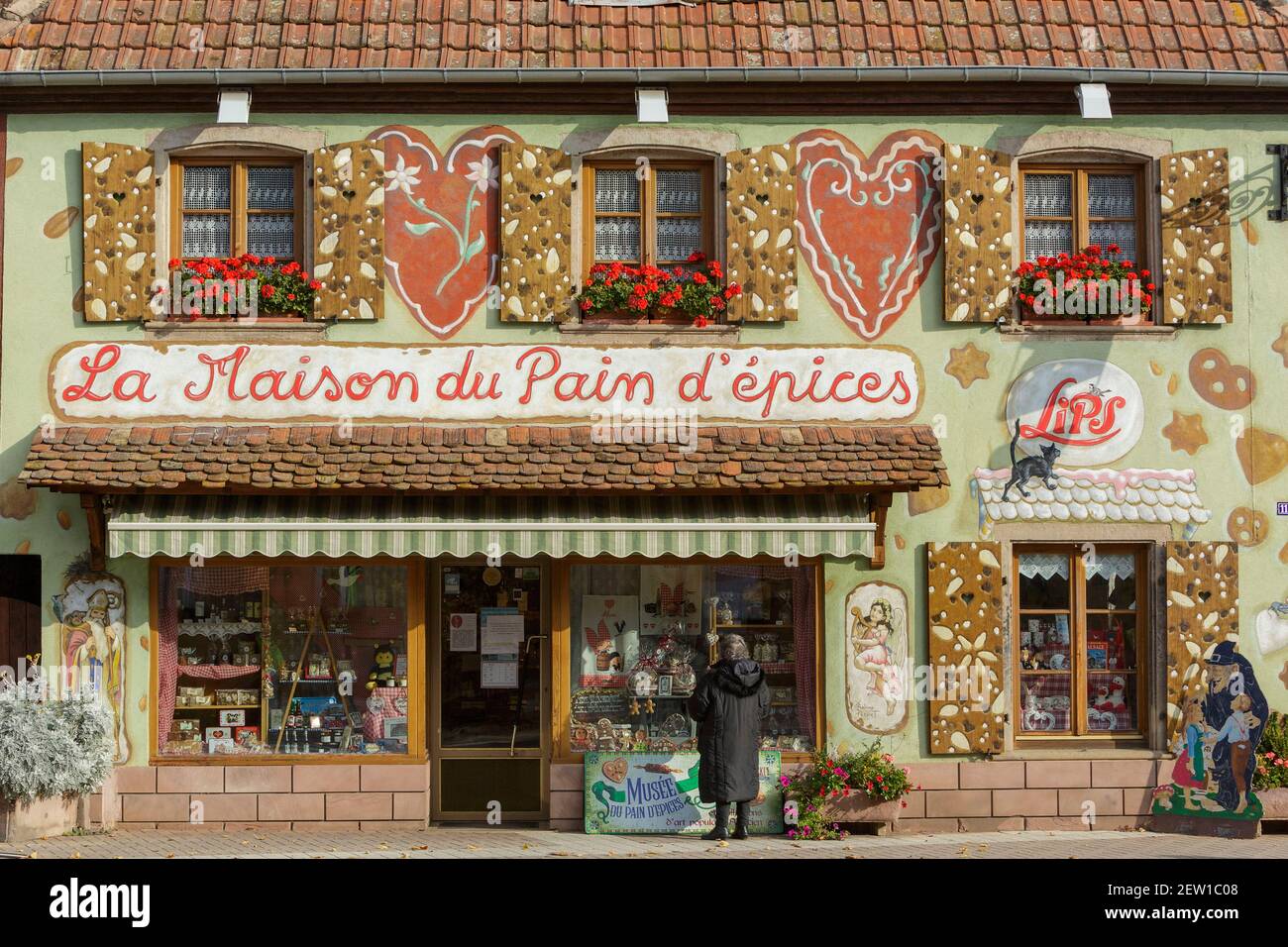 France, Bas Rhin, Gertwiller, Maison du Pain d'Epices (house of gingerbreads) Lips and musee du pain d'epices et de l'art populaire alsacien (museum of gingerbreads and alsacian folk art) Stock Photo