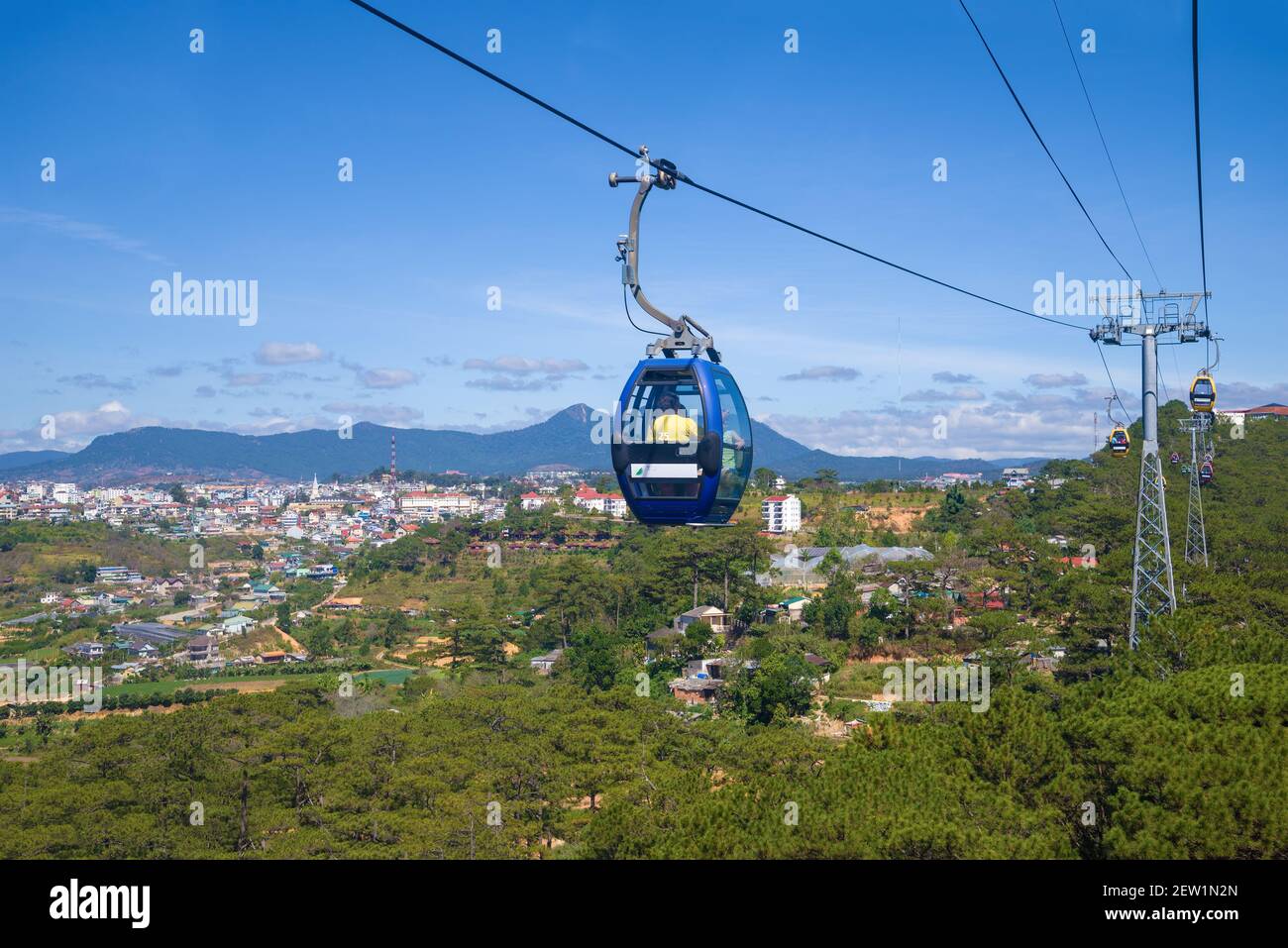 DA LAT, VIETNAM - DECEMBER 28, 2015: On the cable car of the city of Da Lat Stock Photo