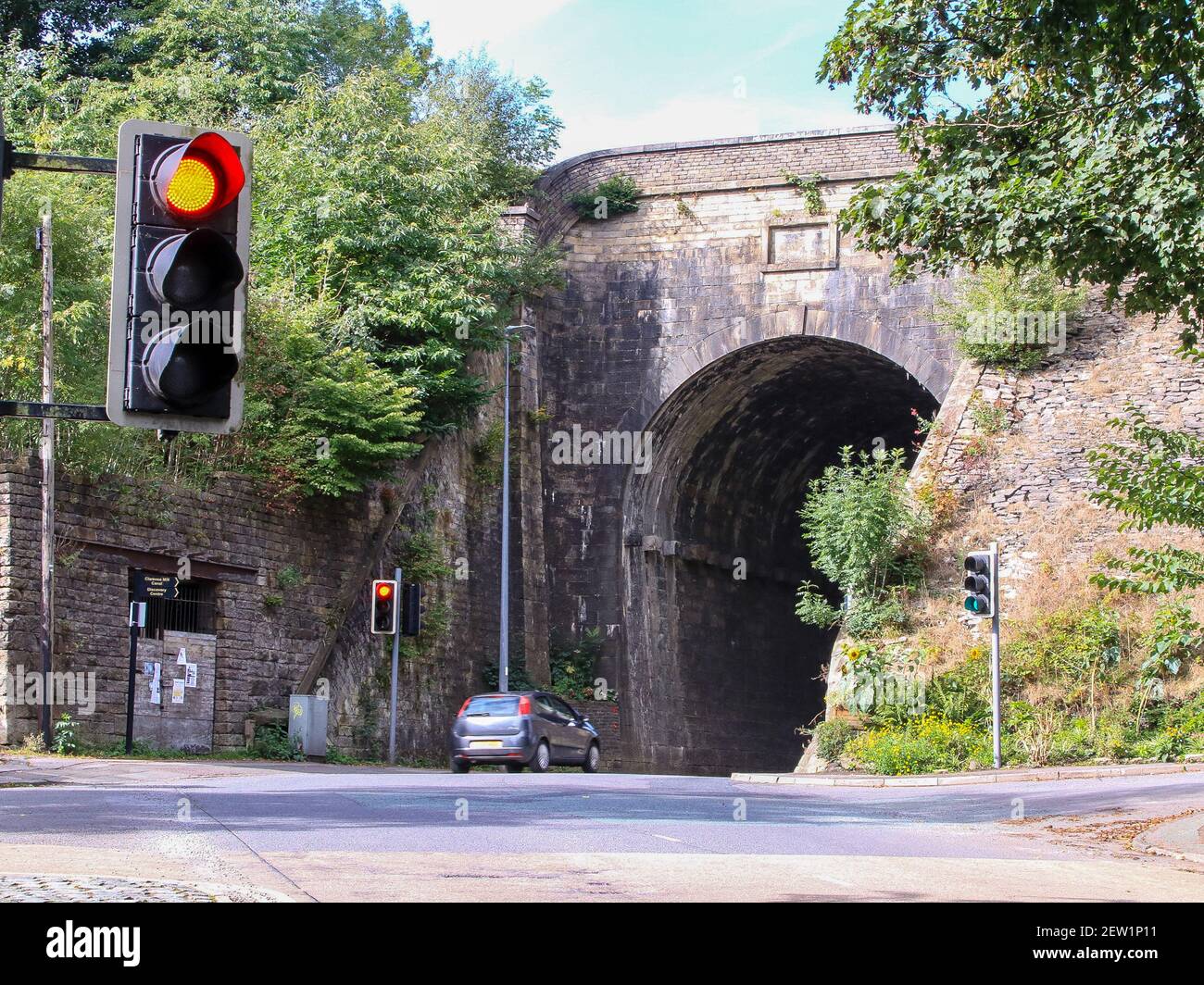 Road Bridge under the Macclesfield Canal, Bollington, Cheshire Stock Photo