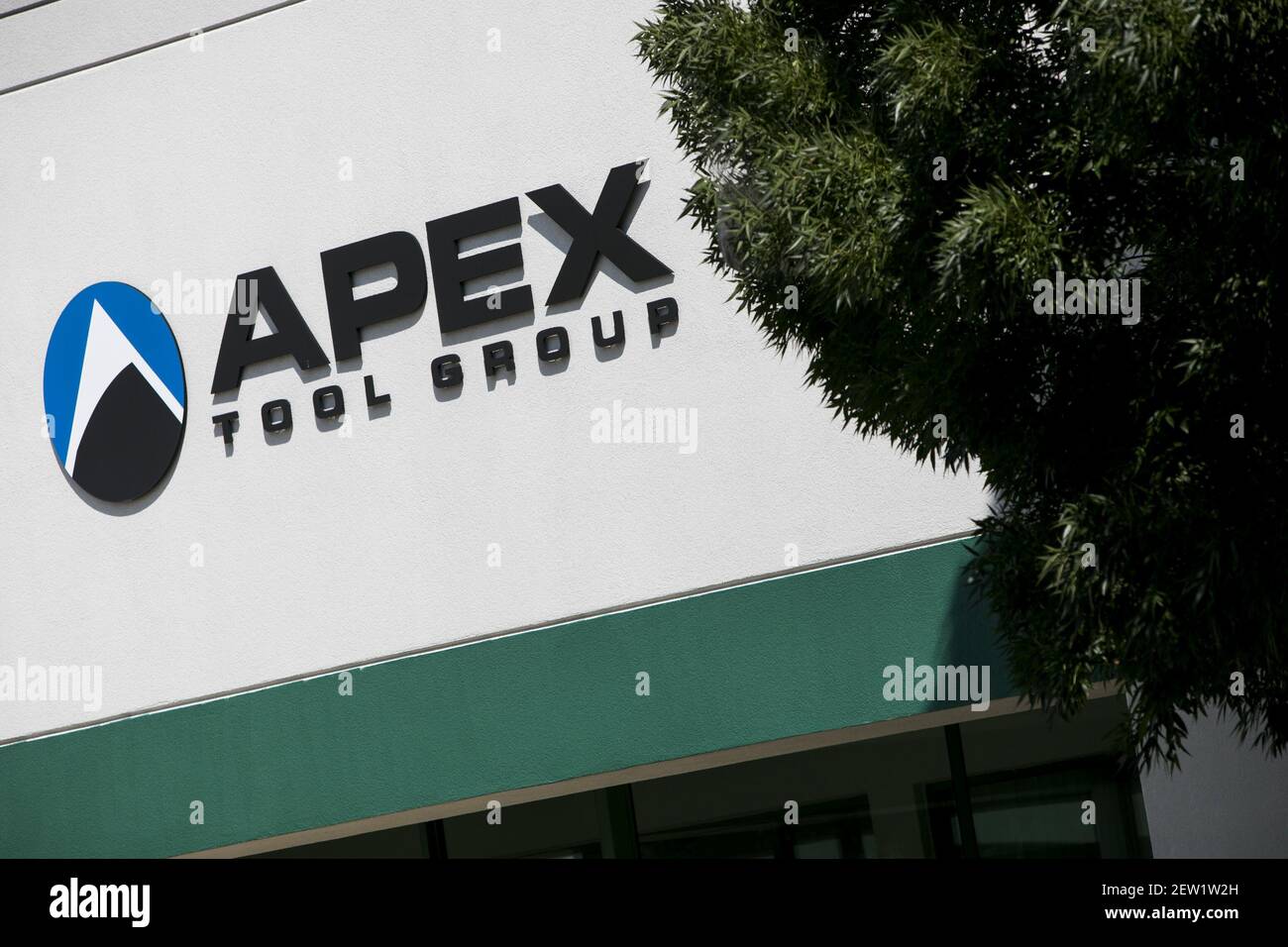 A logo sign outside of the headquarters of the Apex Tool Group in Sparks, Maryland, on August 13