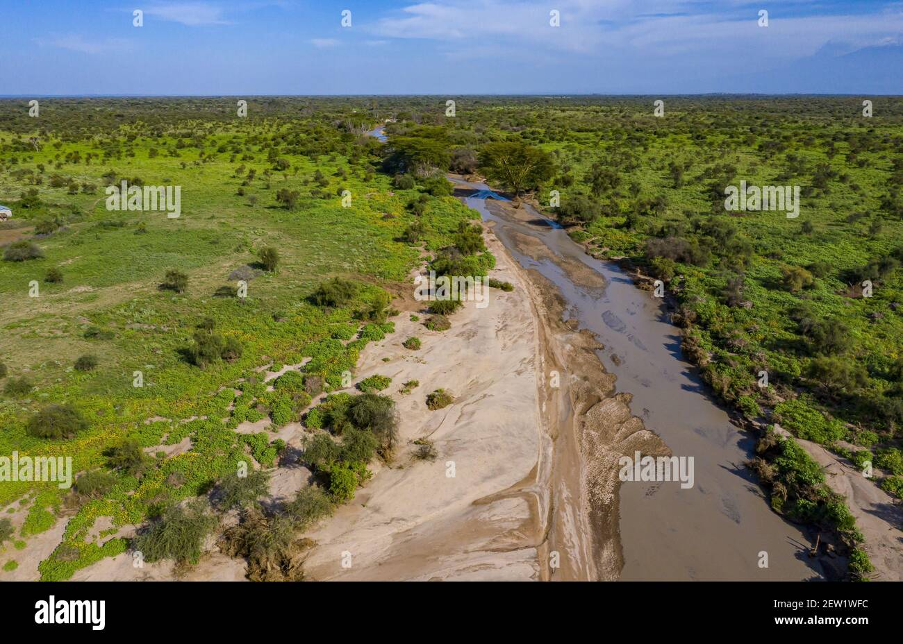 Kenya, Lake Magadi, Rift fault, rainy season (aerial view) Stock Photo