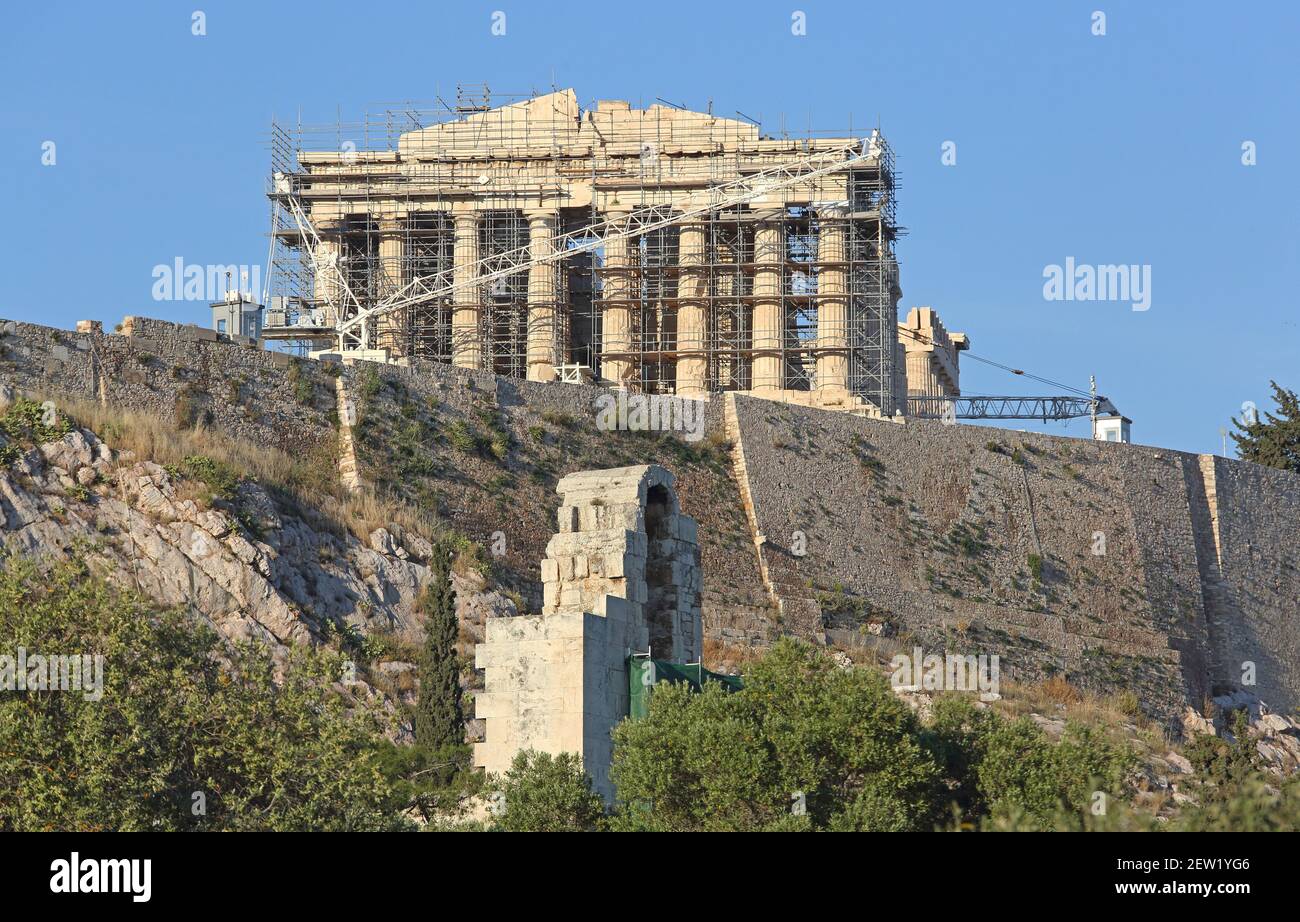 Archaeological Construction at Parthenon and Acropolis of Athens Greece ...