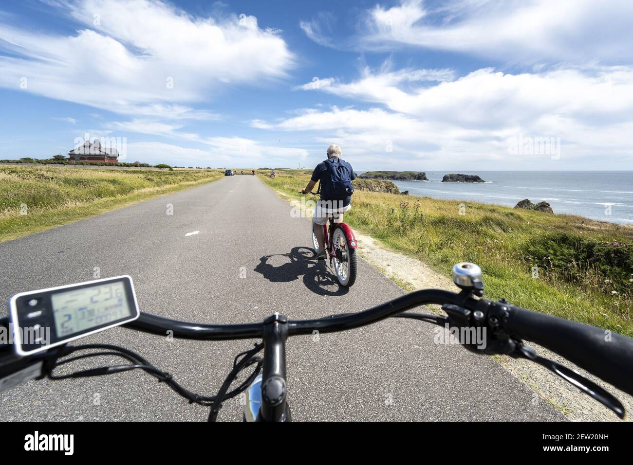 France, Morbihan, Belle-Ile-en-Mer, Bangor, electric bike island tour Stock Photo