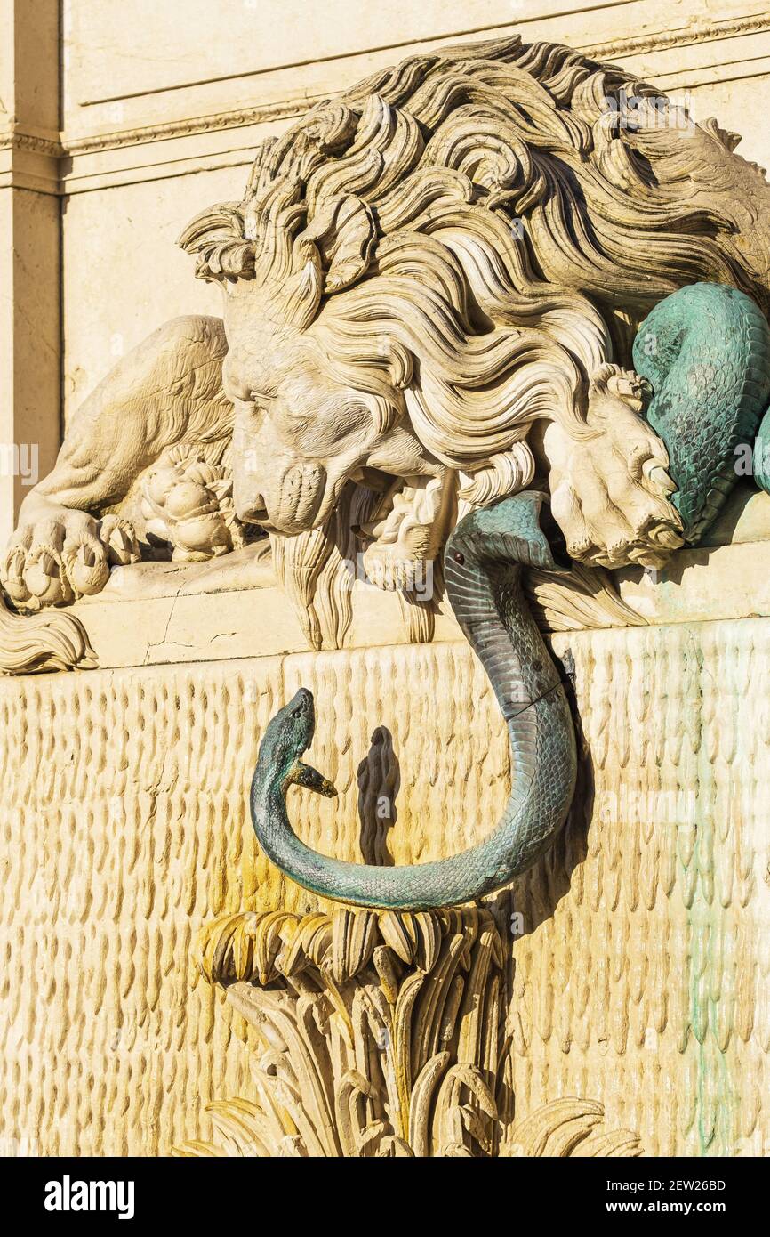 France, Isere, Grenoble, Cymaise square, the Lion and Snake fountain