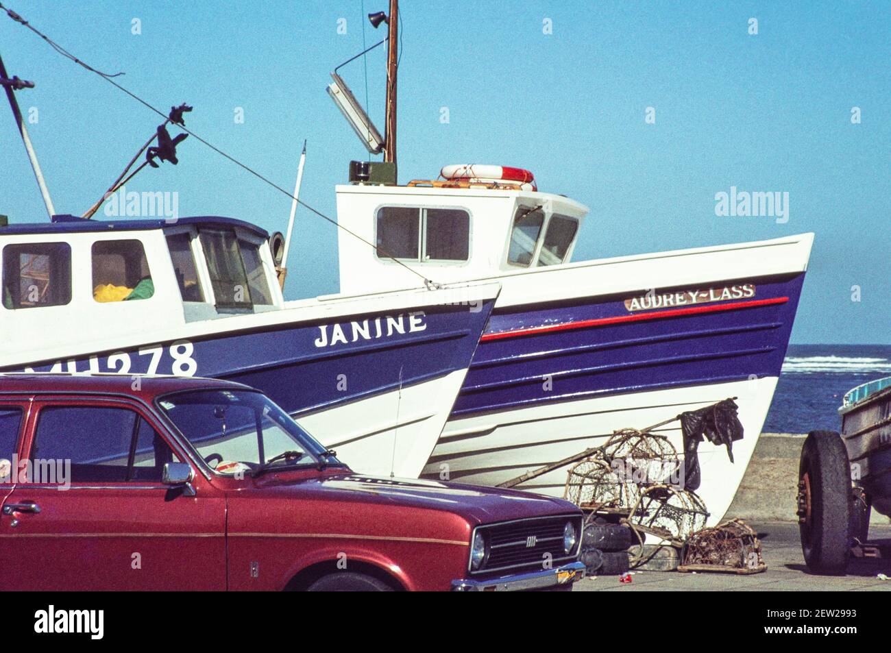 1978 Redcar Redcar seafront with two fishing boats, the Janine and