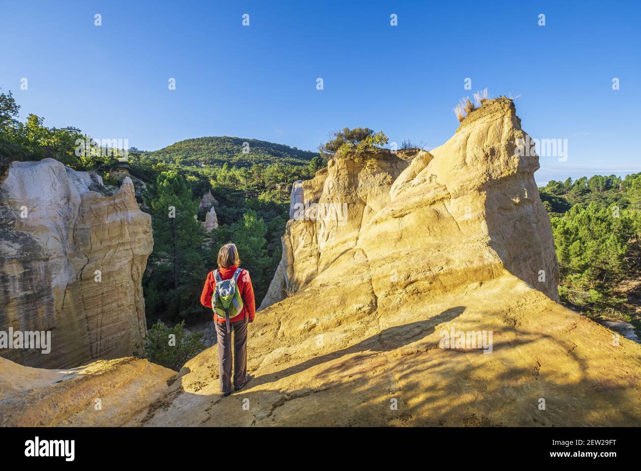 France, Vaucluse, Luberon regional nature park, Rustrel, hike in the French Colorado, former ochre quarries Stock Photo