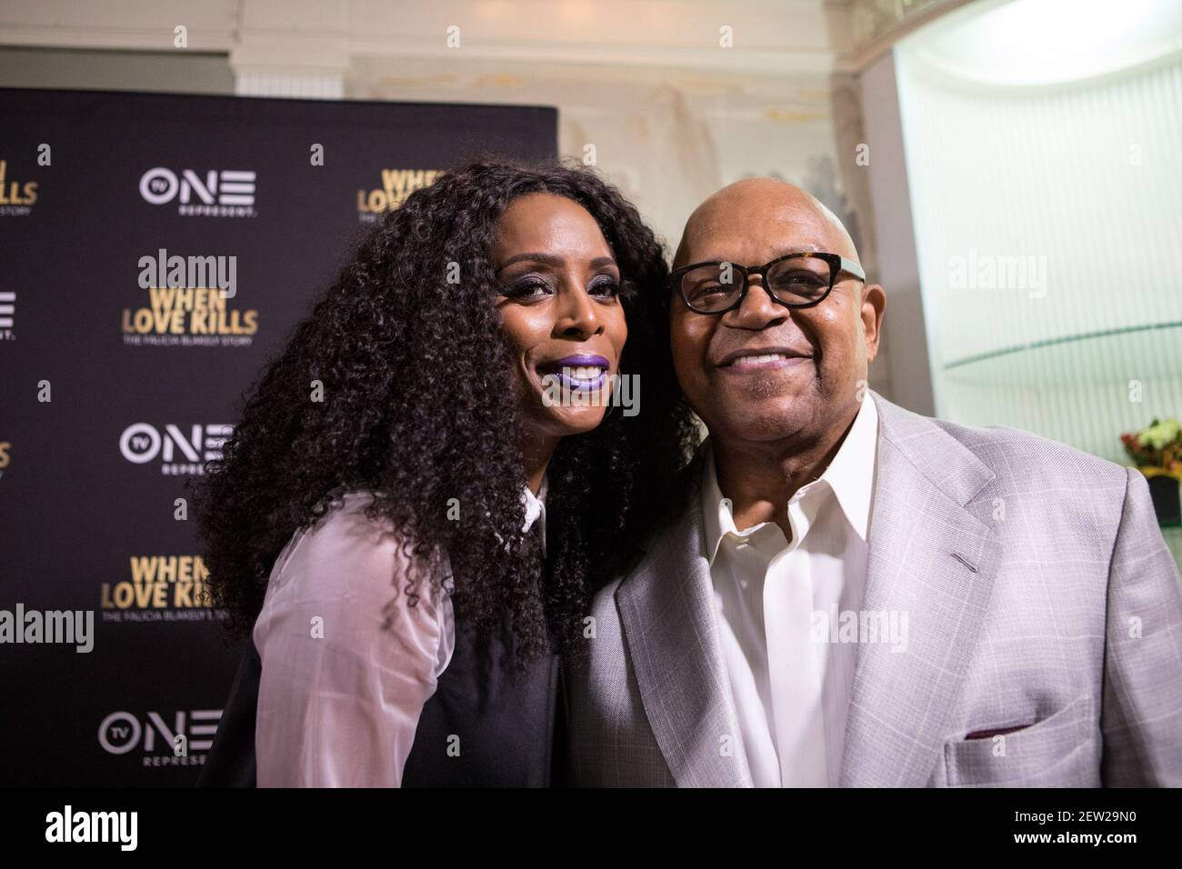 L-R): Director Tasha Smith, poses for a photo on the red carpet, with her  friend and mentor, actor Charles S. Dutton, at TV One's DC Premiere of When  Love Kills: The Falicia