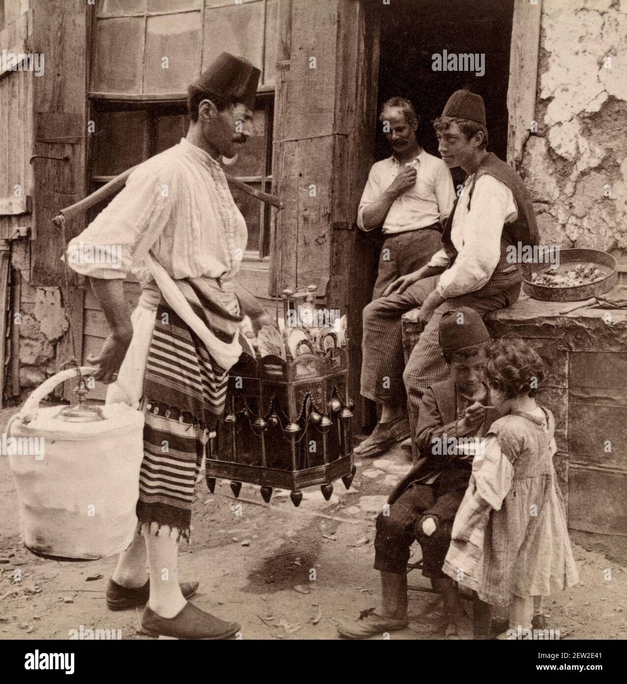 Ice cream merchant, Constantinople, Turkey, circa 1898 Stock Photo