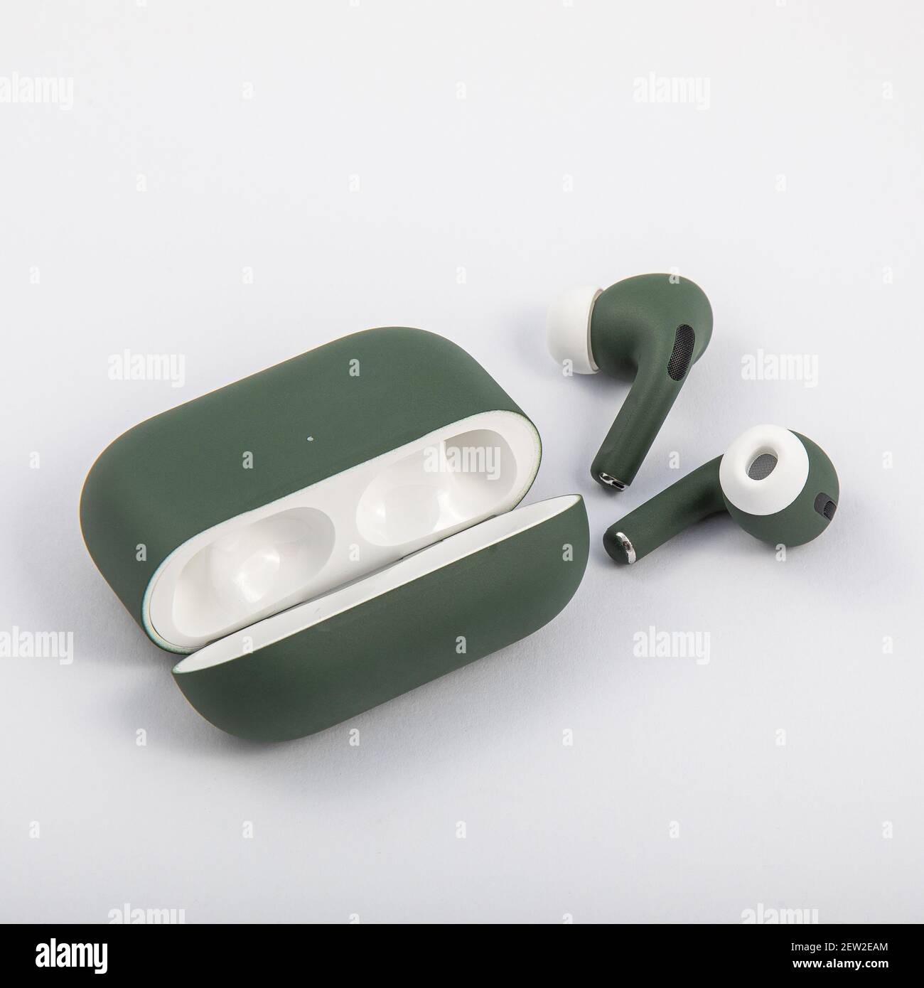 Colored wireless headphones on a white background Stock Photo - Alamy