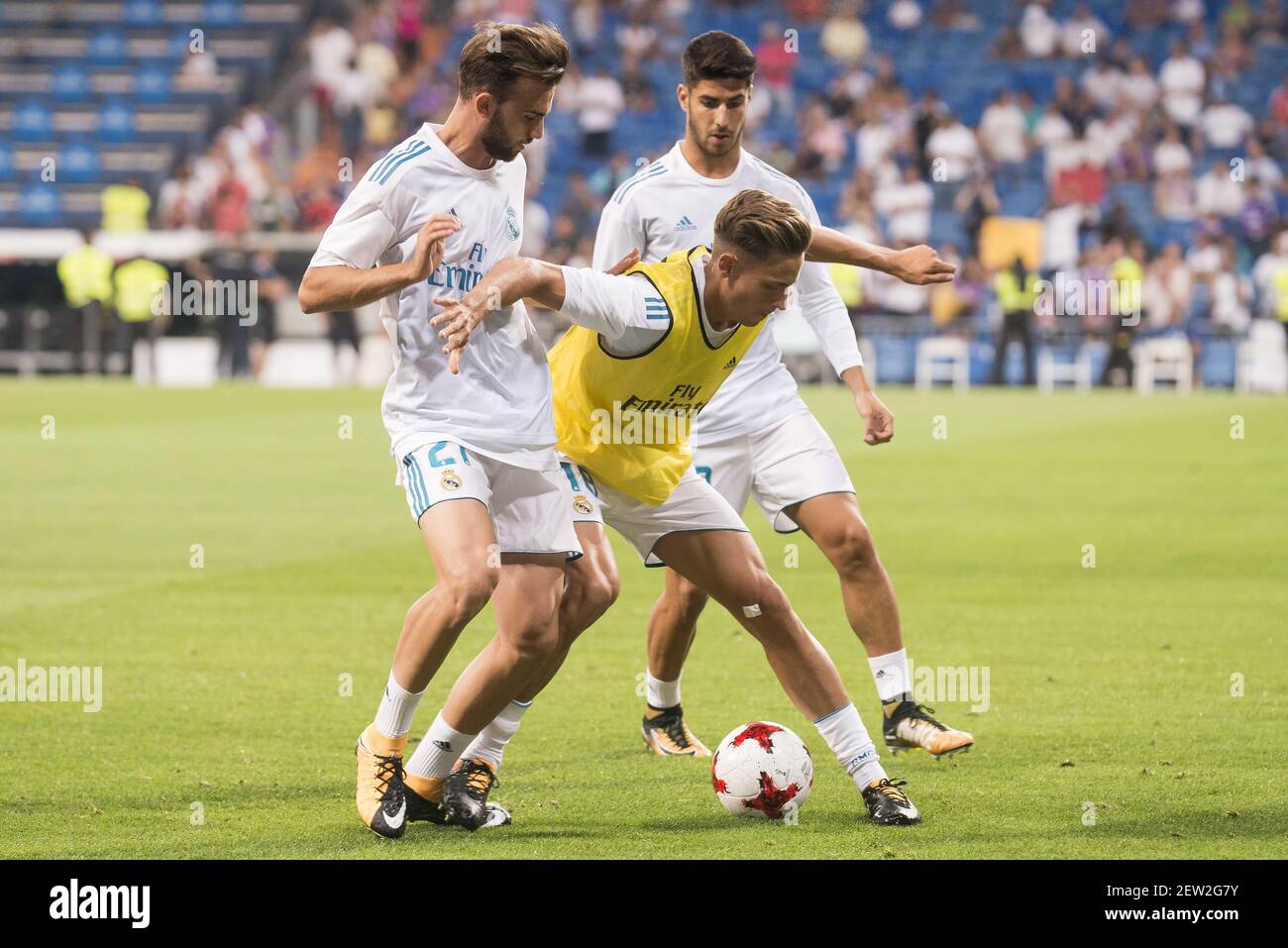 Real Madrid's Borja Mayoral, Marcos Llorente and Marco Asensio during  XXXVIII Santiago Bernabeu Trophy at Santiago Bernabeu Stadium in Madrid,  Spain August 23, 2017. (Photo by BorjaB.Hojas/Alter Photos Stock Photo -  Alamy