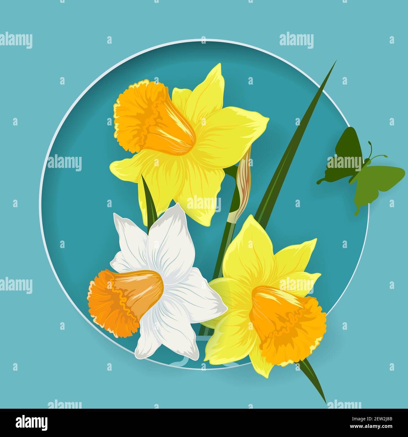 Daffodils grass woman Stock Vector Images Alamy