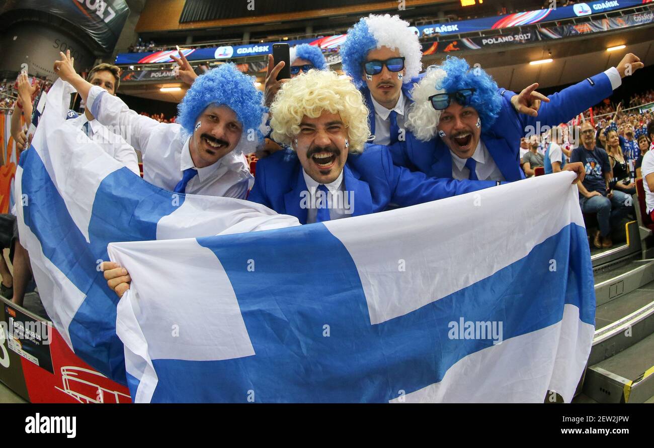 26.08.2017, Gdansk, siatkowka, volleyball, Mistrzostwa Europy w siatkowce,  Eurovolley 2017, Polska - Finlandia, Poland - Finland, Kibice Finlandii,  fot. Tomasz Jastrzebowski / Foto Olimpik Stock Photo - Alamy