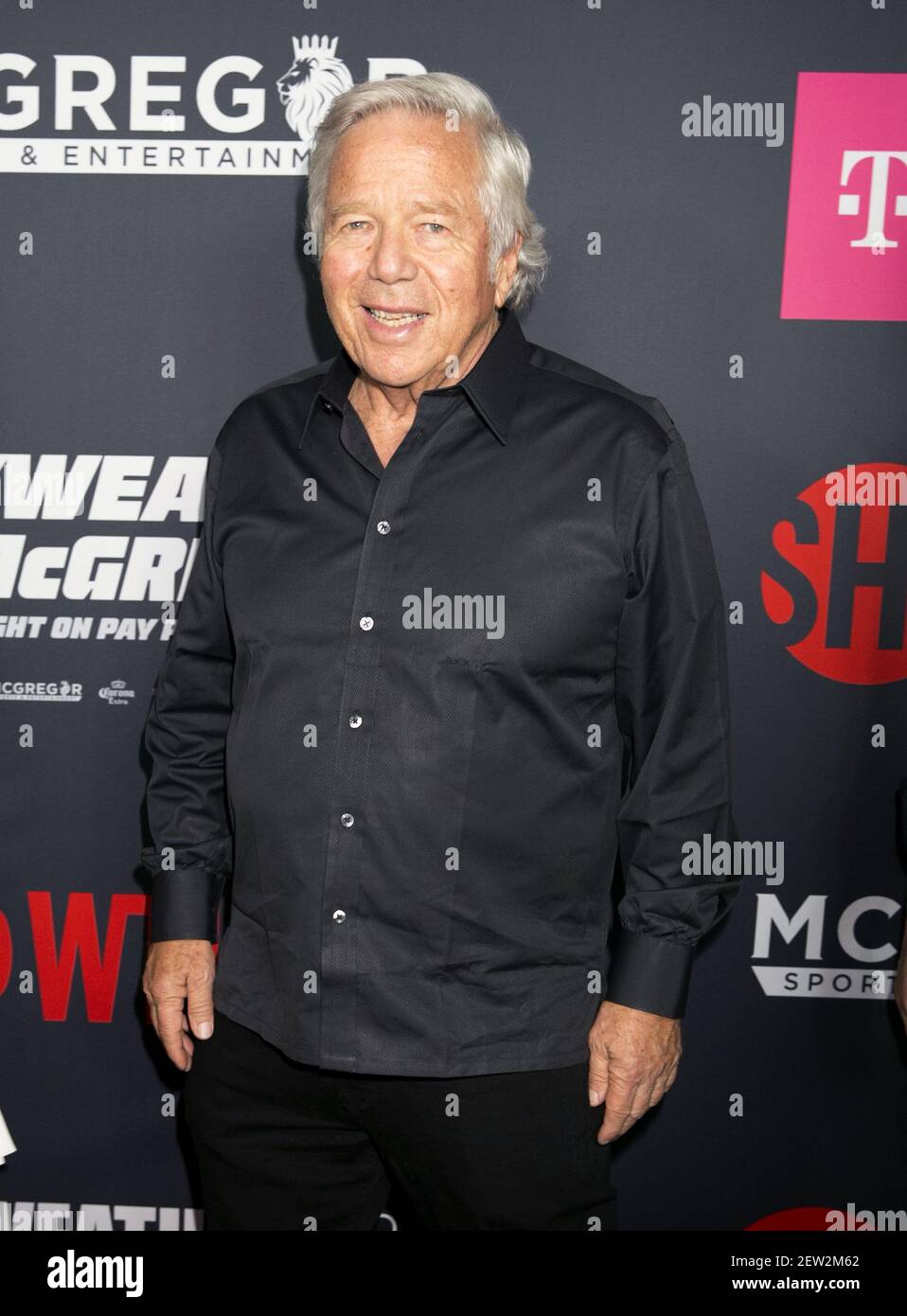 The New England Patriots owner Bob Kraft arrives on T-Mobile's