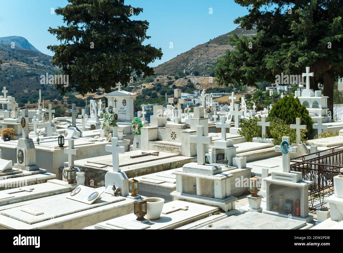 Cementery in Apeiranthos, Plaka, Naxos, Cyclades, South Aegean Region, Greece Stock Photo