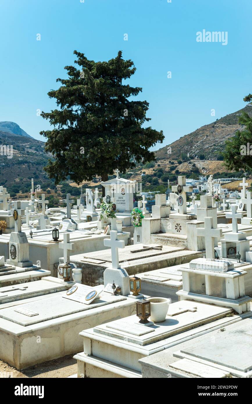 Cementery in Apeiranthos, Plaka, Naxos, Cyclades, South Aegean Region, Greece Stock Photo