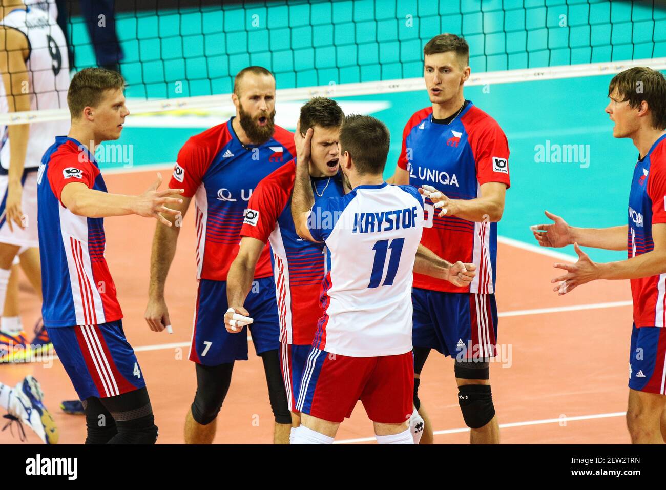 2017.8.28, Szczecin , Wlochy - Czechy , CEV Mistrzostwa Europy w Pilce  Siatkowej mezczyzn Lotto Eurovolley Poland 2017, Volleyball European  Championships Poland 2017, Italy - Czech Republic n z Czechy radosc fot.  Adam Jastrzebowski / Foto Olimpik Stock ...