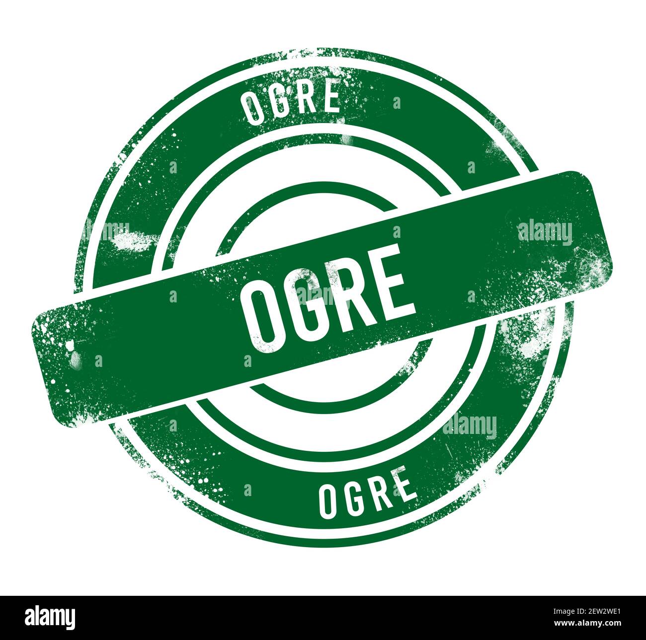 Ogre - green round grunge button, stamp Stock Photo