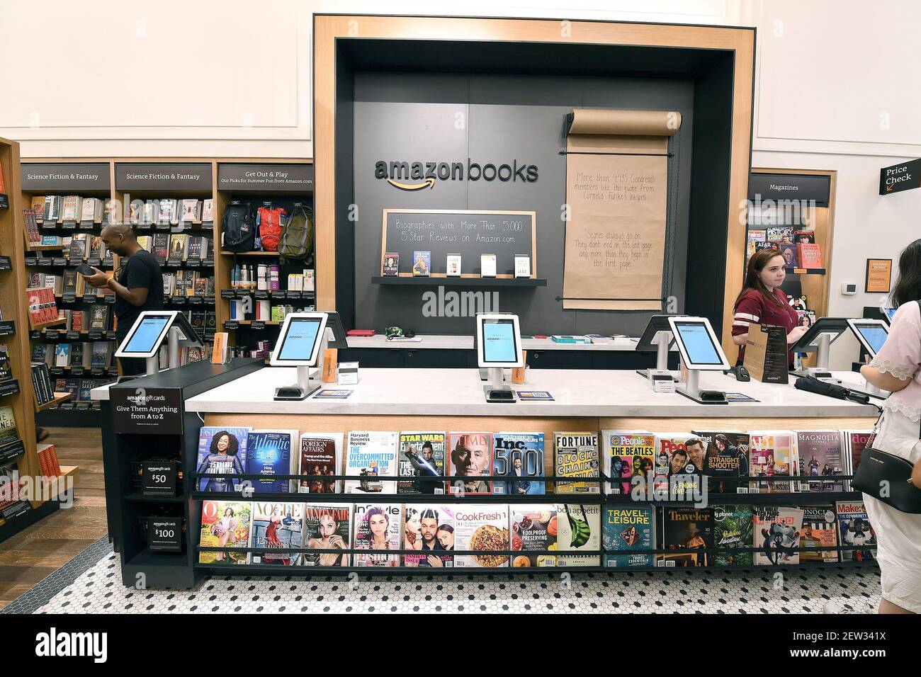 Interior view of Amazon bookstore located at 34th Street in New York