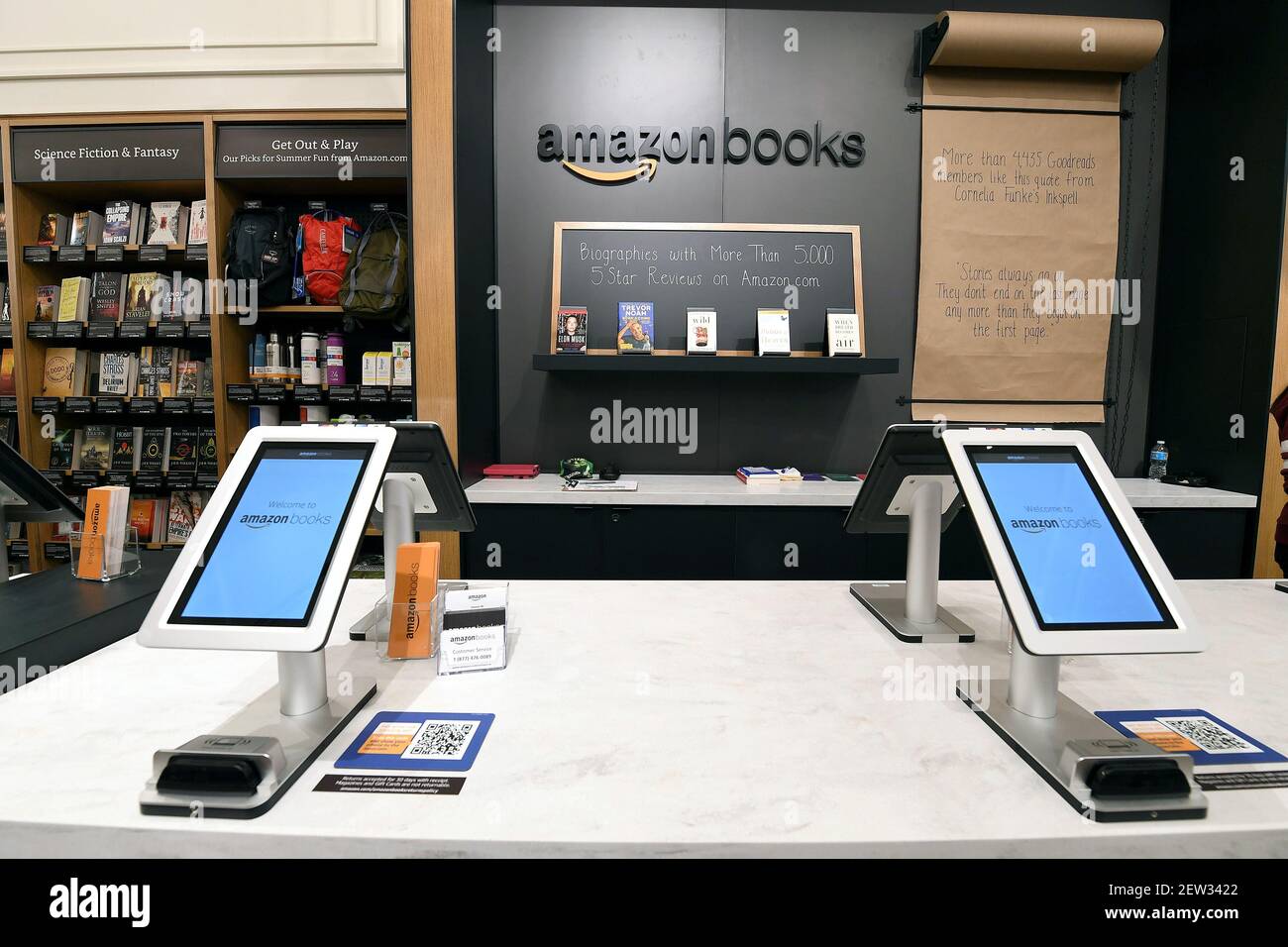 Interior view of Amazon bookstore located at 34th Street in New York