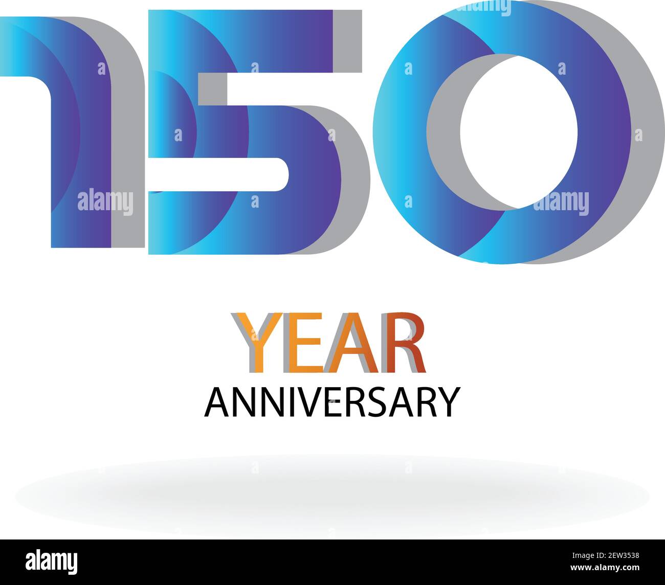 150 Year Anniversary Vector Template Design Illustration Blue Elegant White Background Stock Vector