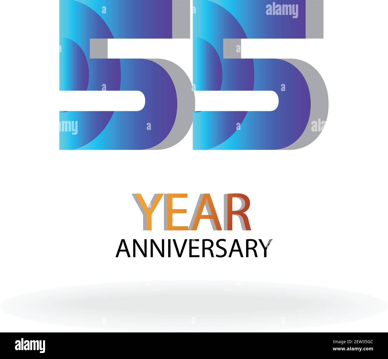 55 Year Anniversary Vector Template Design Illustration Blue Elegant