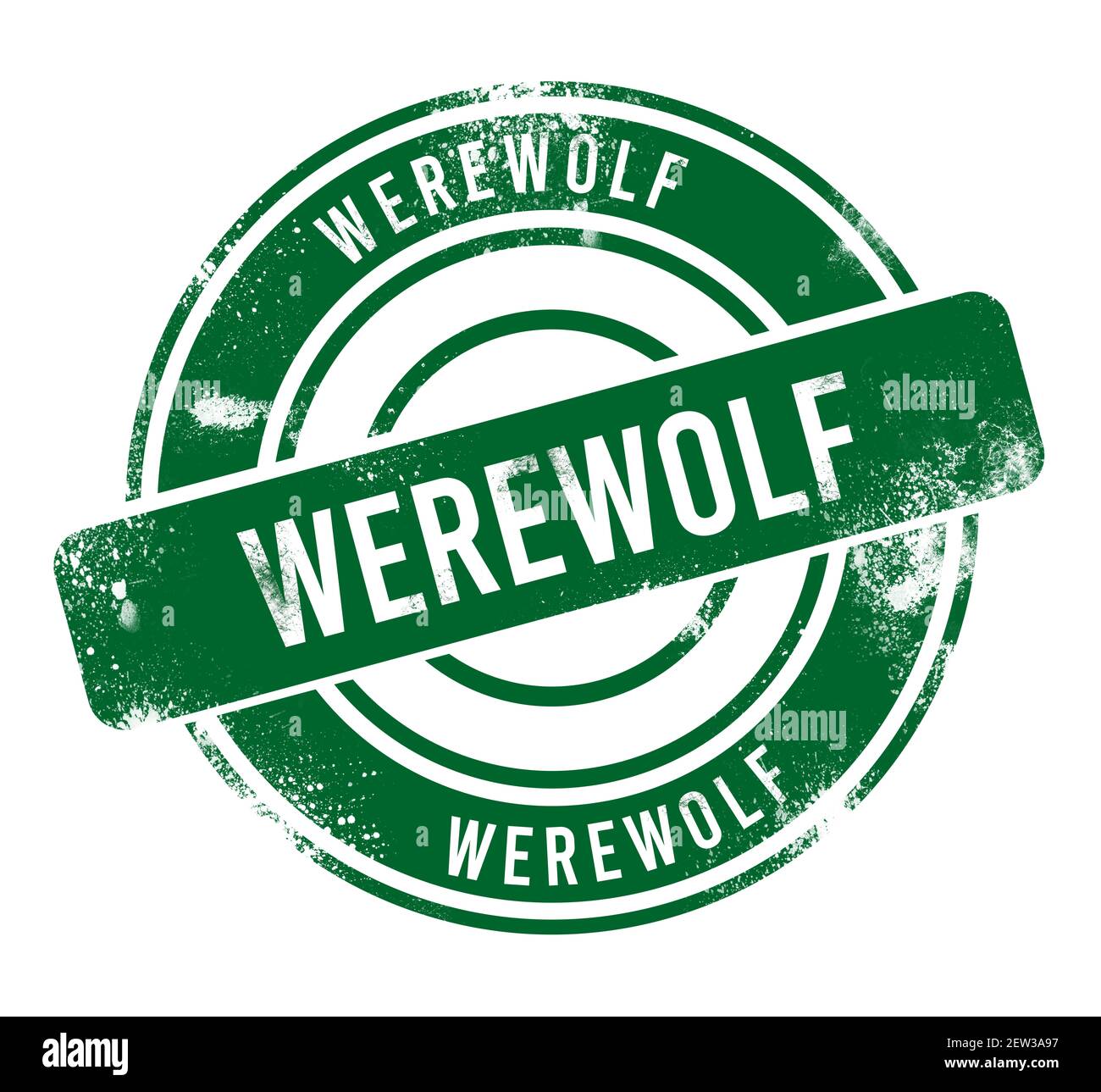 Werewolf - green round grunge button, stamp Stock Photo - Alamy