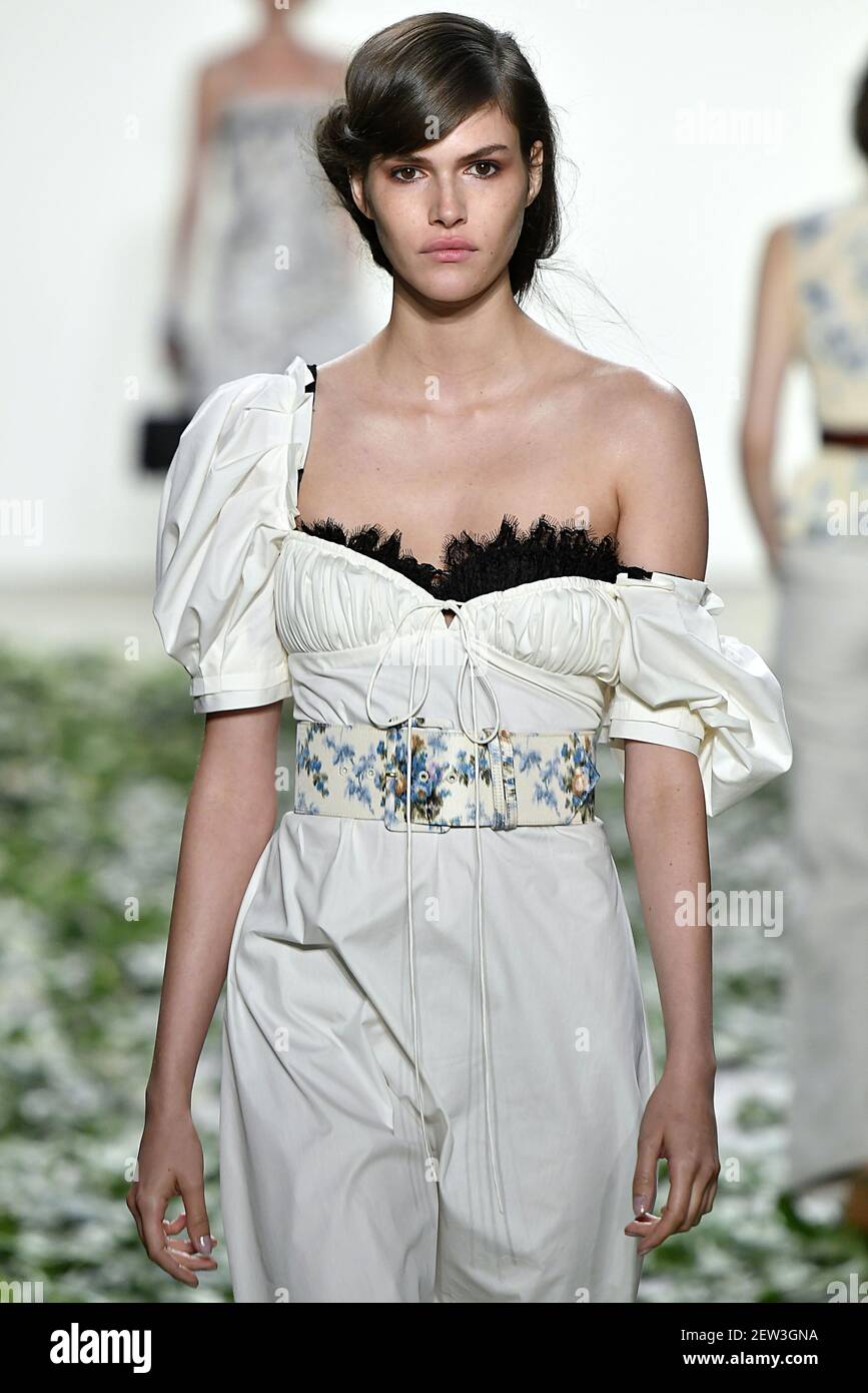 Model Vanessa Moody on the runway during the Brock Collection