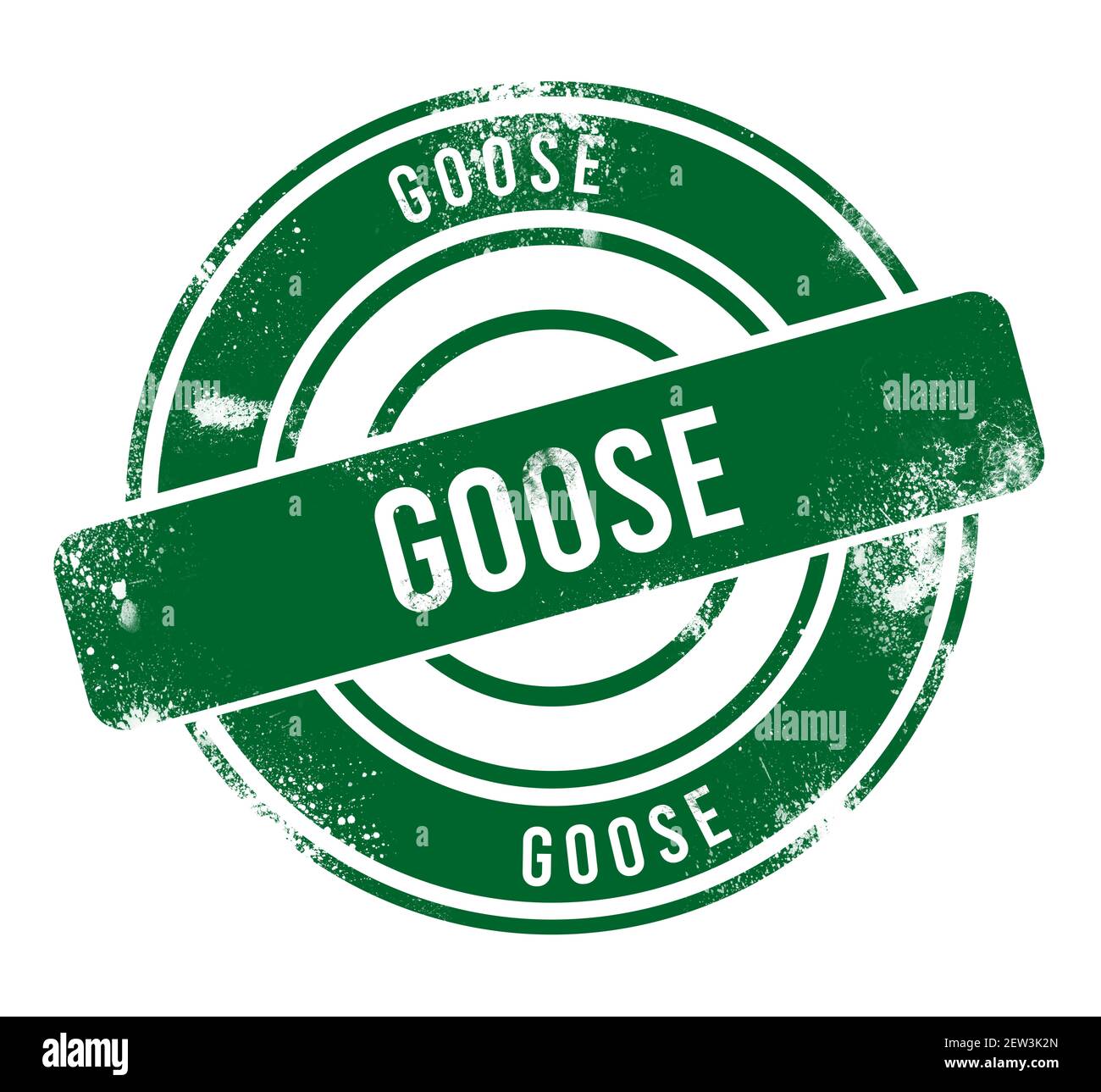 goose - green round grunge button, stamp Stock Photo